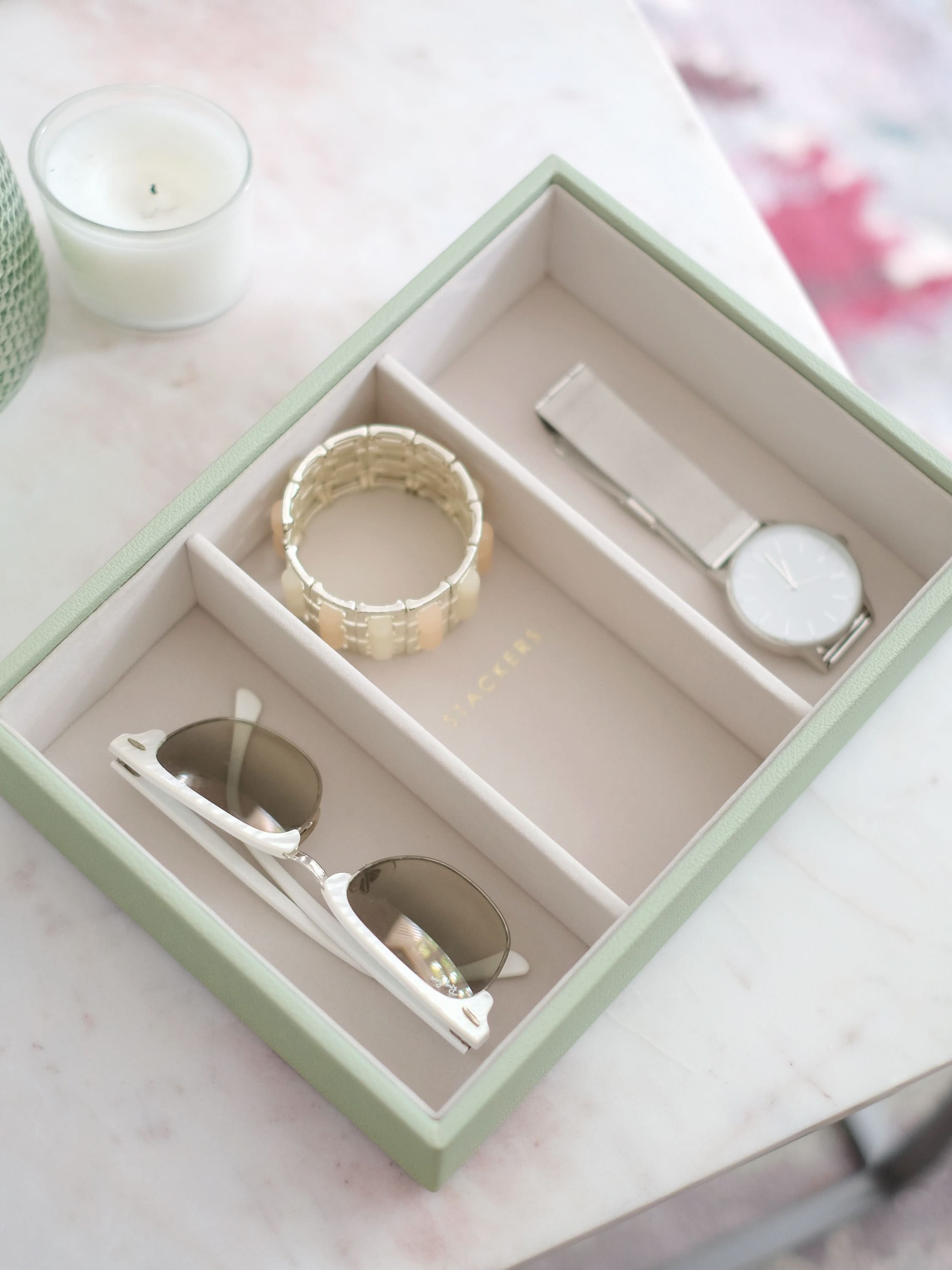 Stackers Horloge & Accessoirelaag voor Klassieke Juwelendoos Saliegroen - Mystackers