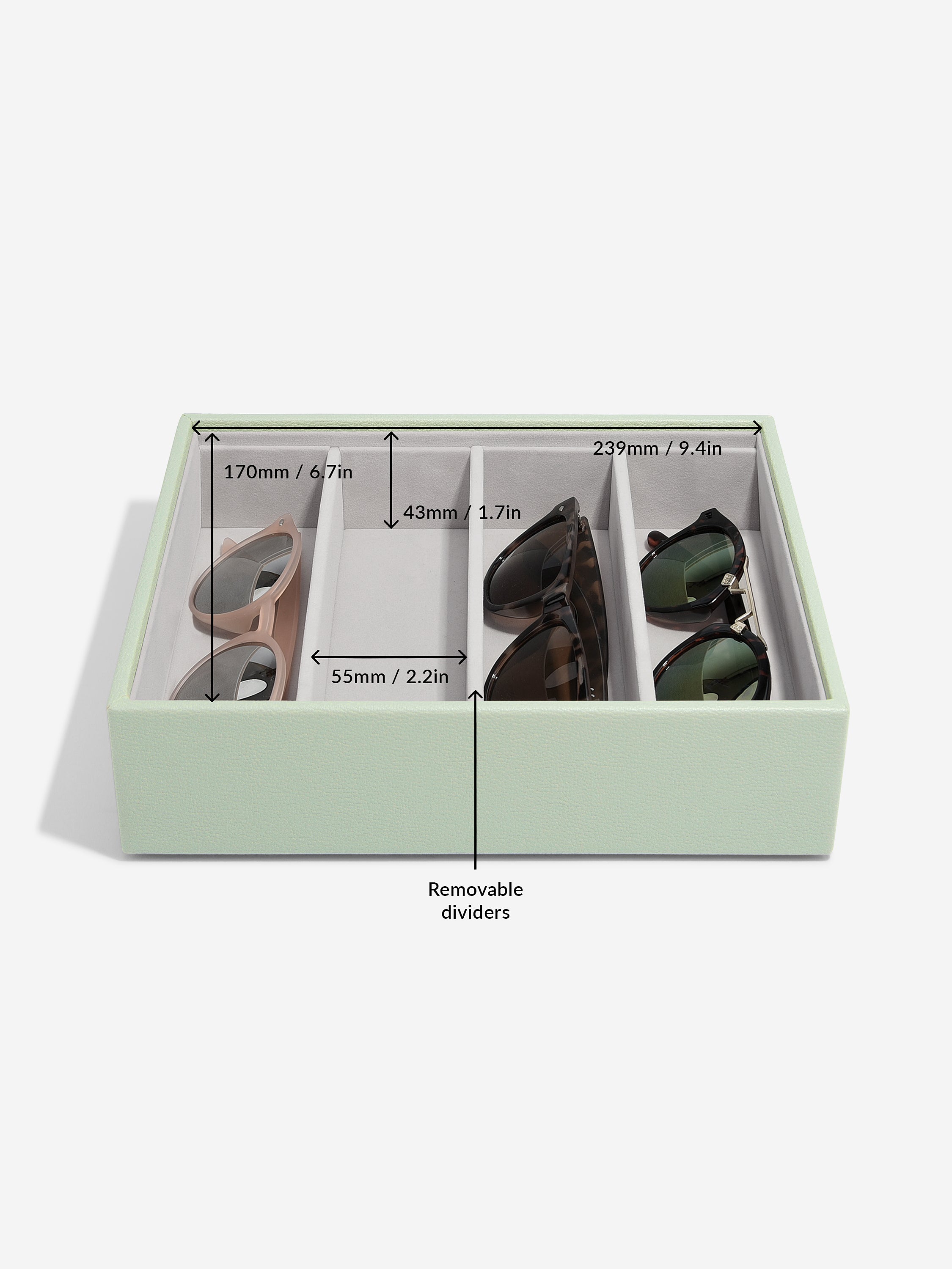 Stackers Compartiment pour Lunettes et accessoires pour Boîte à bijoux classique Vert sauge
