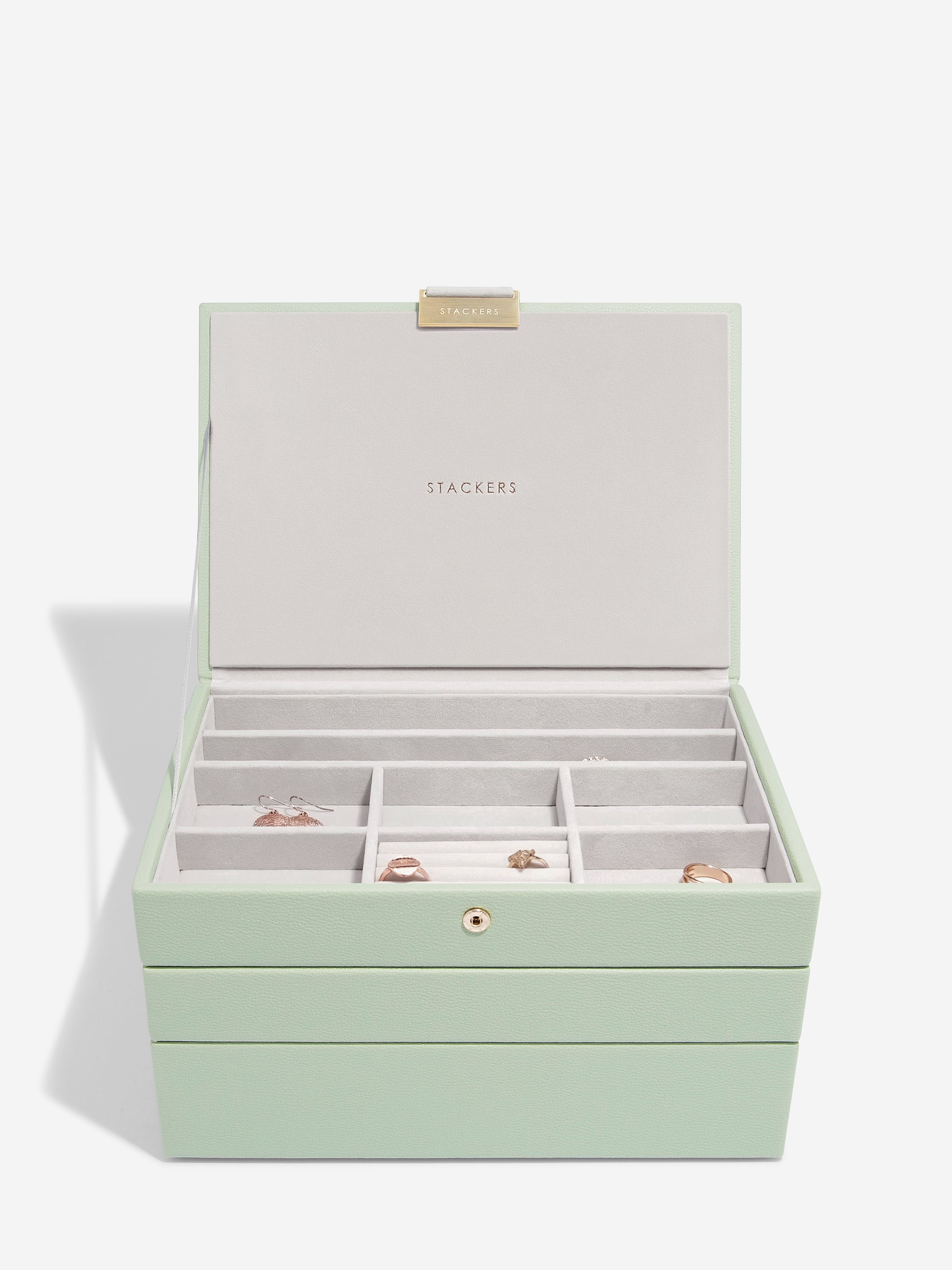 Stackers Classic Boîte à Bijoux Lot de 3 Vert Sauge