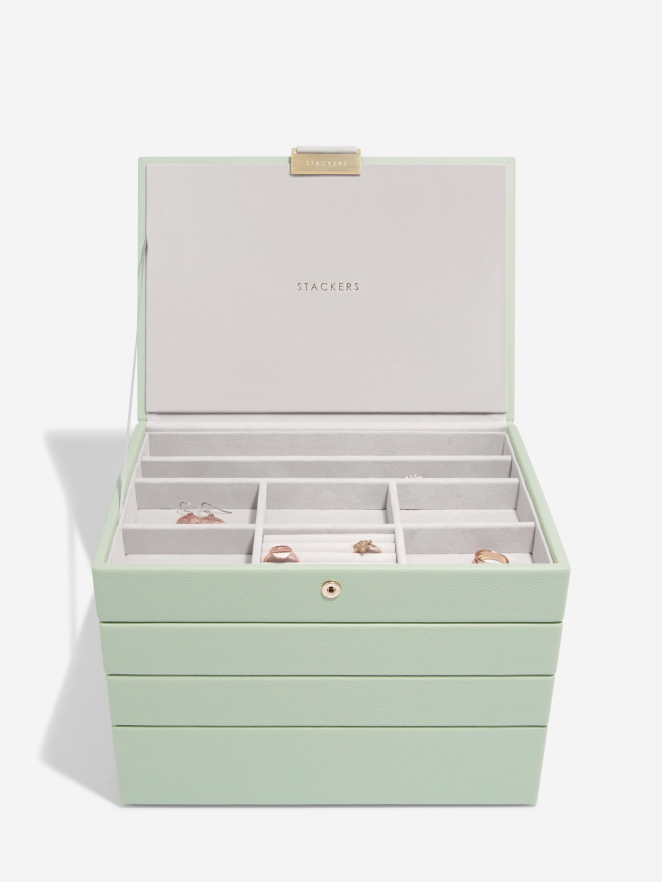 Stackers Classic Boîte à Bijoux Lot de 4 Vert Sauge