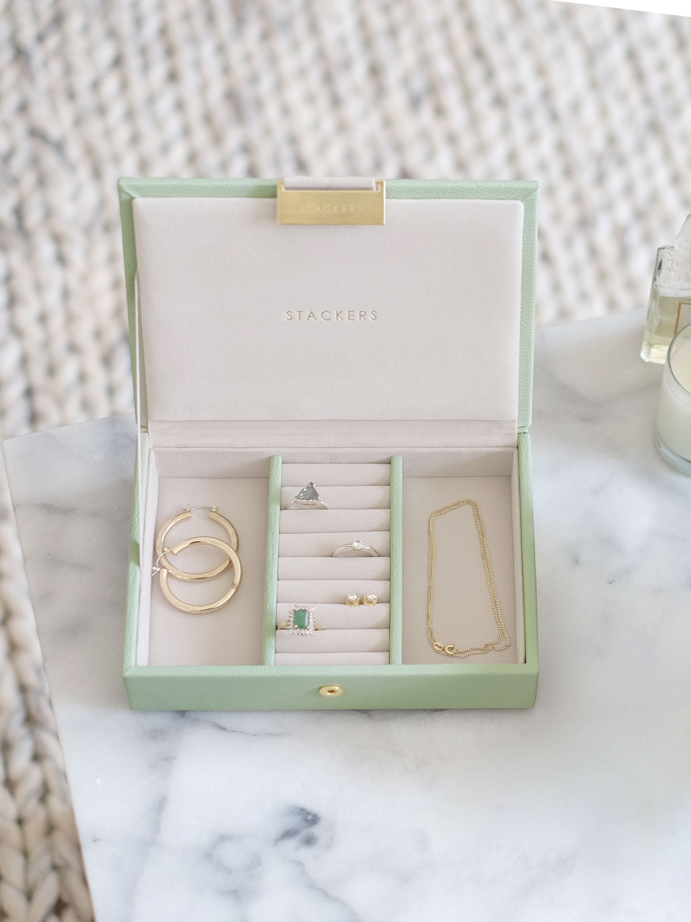 Stackers Deksel voor Mini Juwelendoos Saliegroen - Mystackers