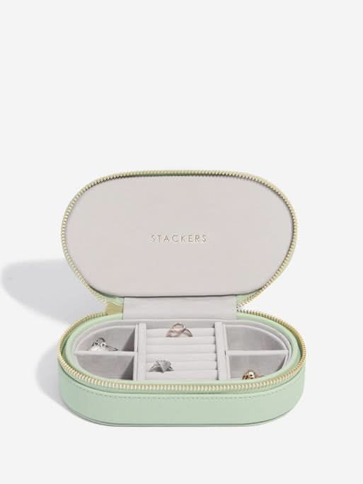 Stackers Ovale Travel Jewellery Box Saliegroen - Mystackers
