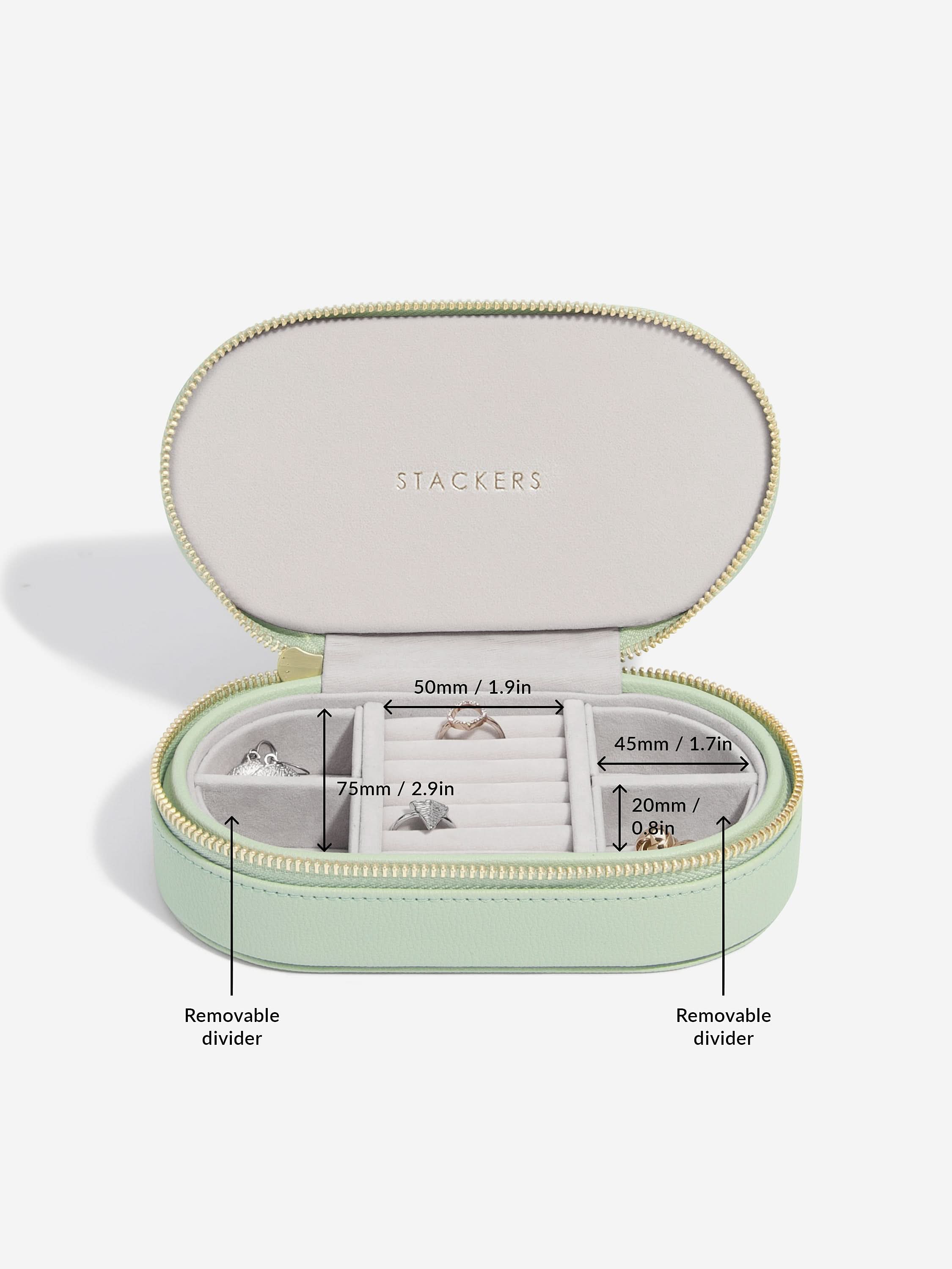 Stackers Ovale Travel Jewellery Box Saliegroen - Mystackers
