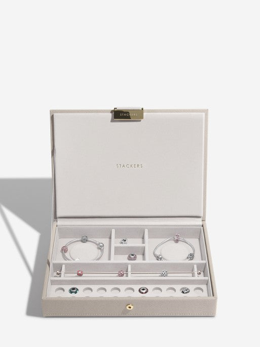Stackers Charm deksel voor Klassieke Juwelendoos Taupe - Mystackers