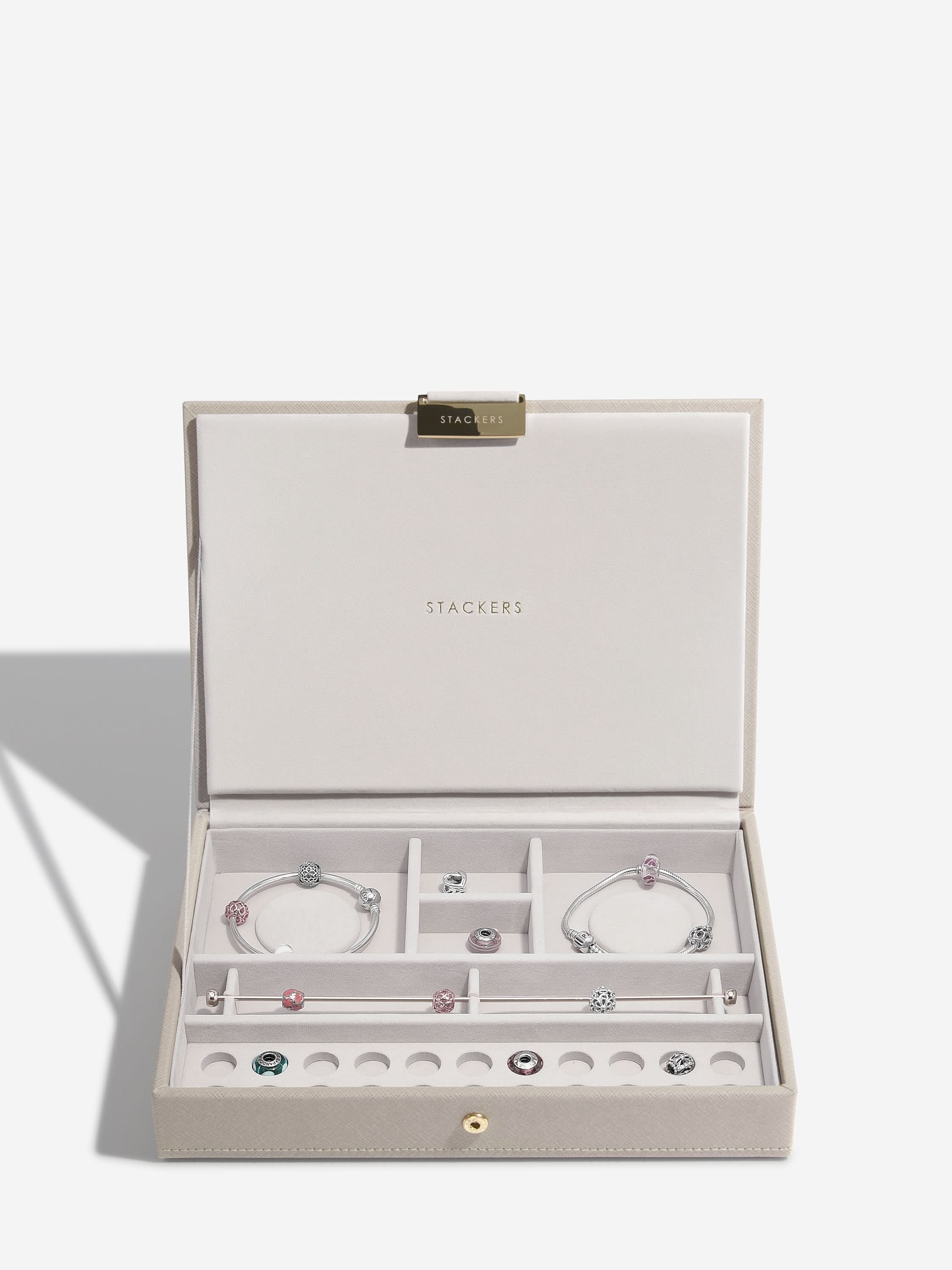 Stackers Charm deksel voor Klassieke Juwelendoos Taupe - Mystackers