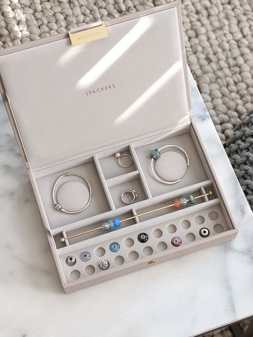 Stackers Charm deksel voor Klassieke Juwelendoos Taupe - Mystackers