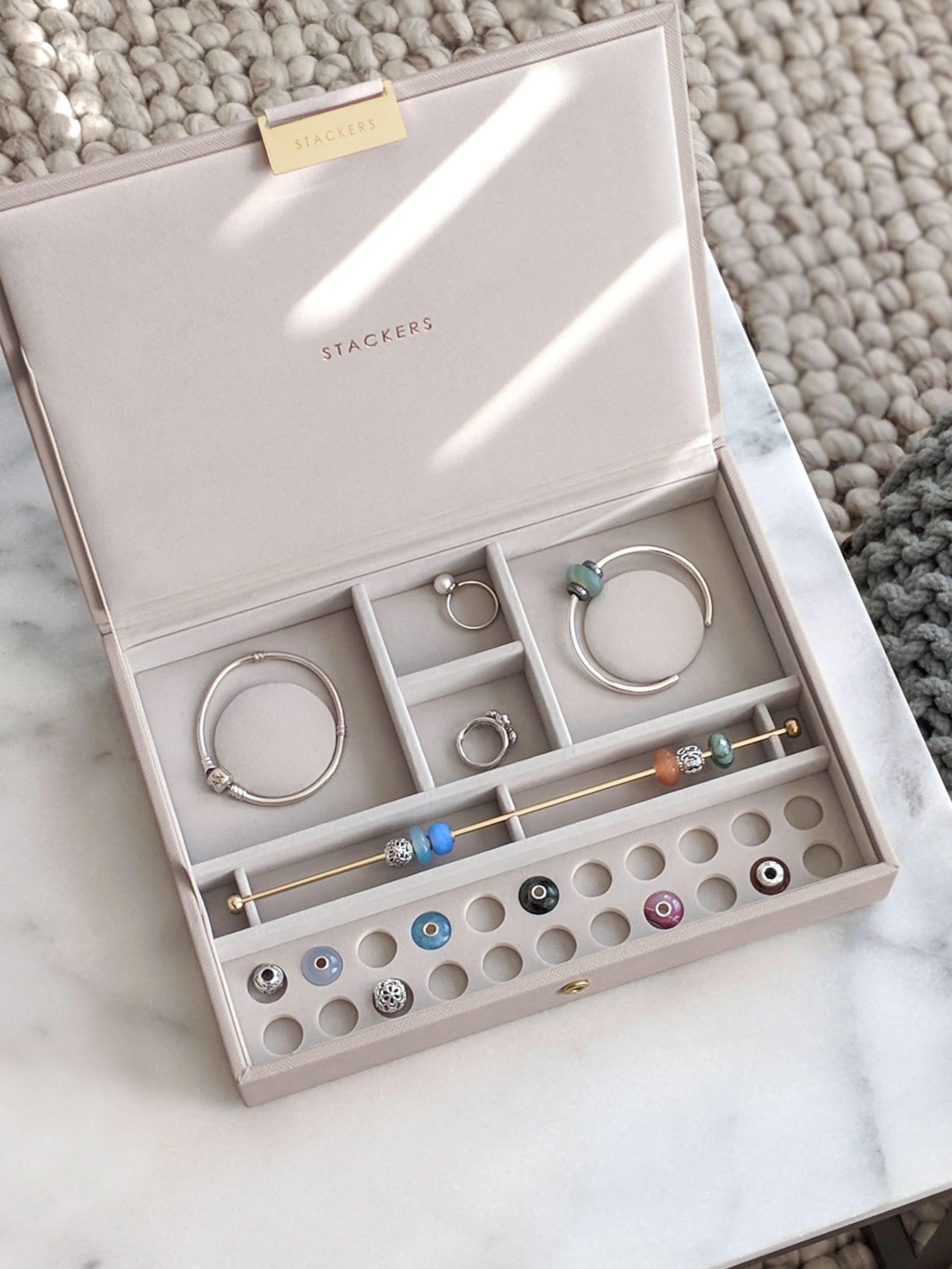 Stackers Charm deksel voor Klassieke Juwelendoos Taupe - Mystackers