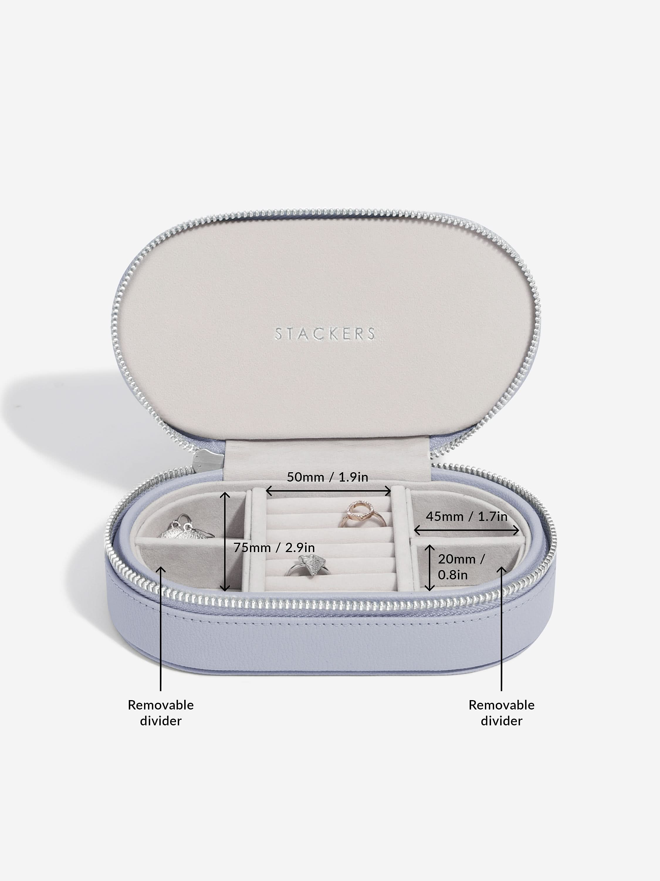 Stackers Ovale Travel Jewellery Box Lavendel - Mystackers