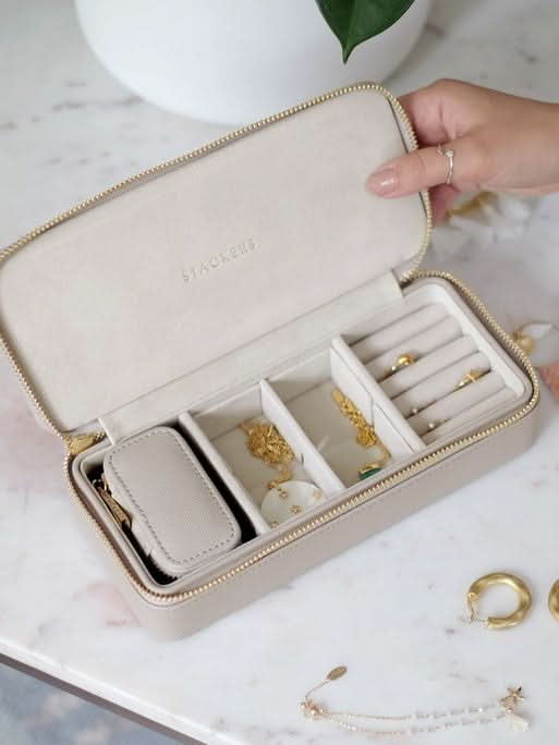 Stackers Large + Petite Travel Box Taupe - Mystackers