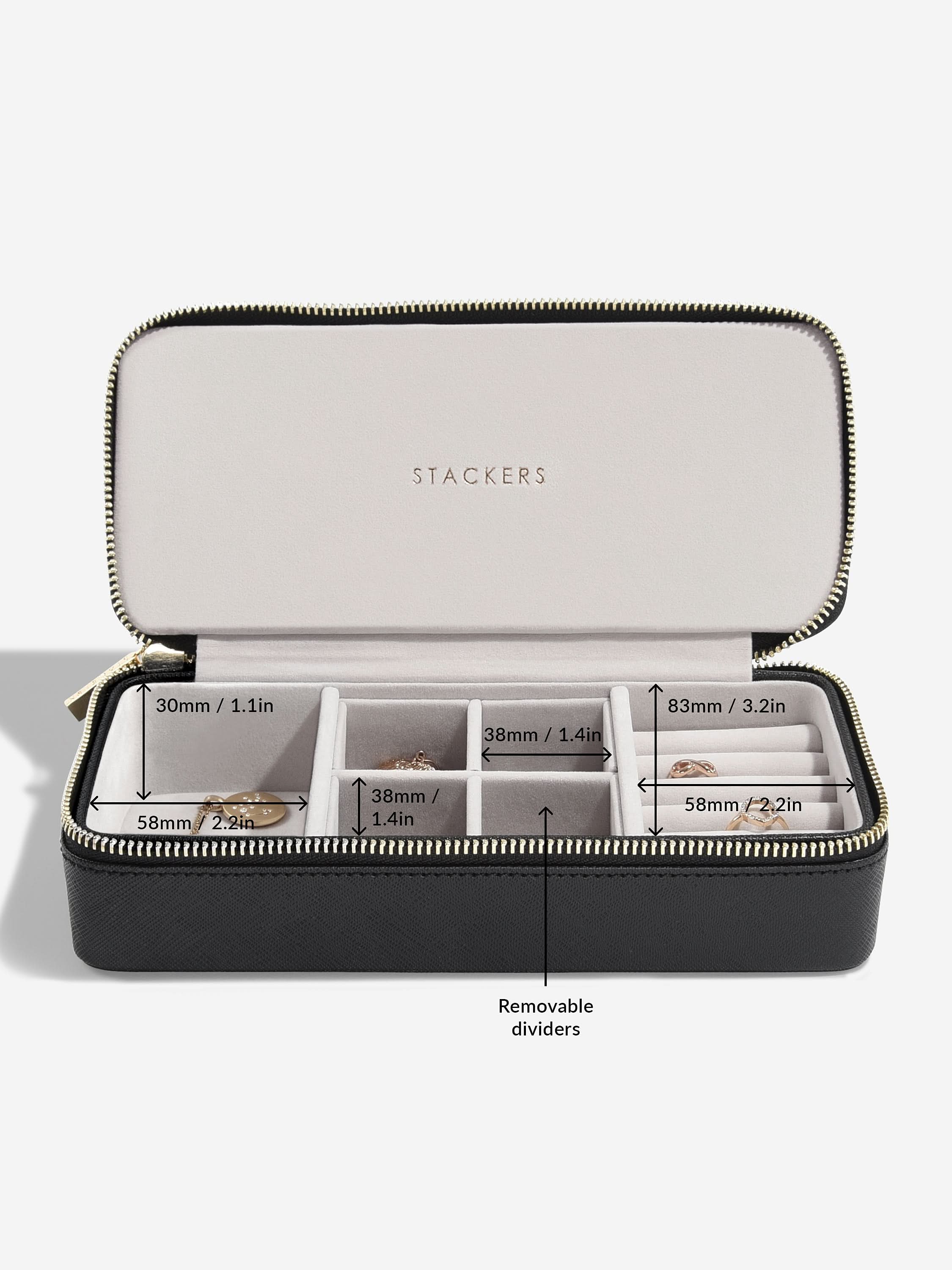 Stackers Large + Petite Travel Box Zwart - Mystackers