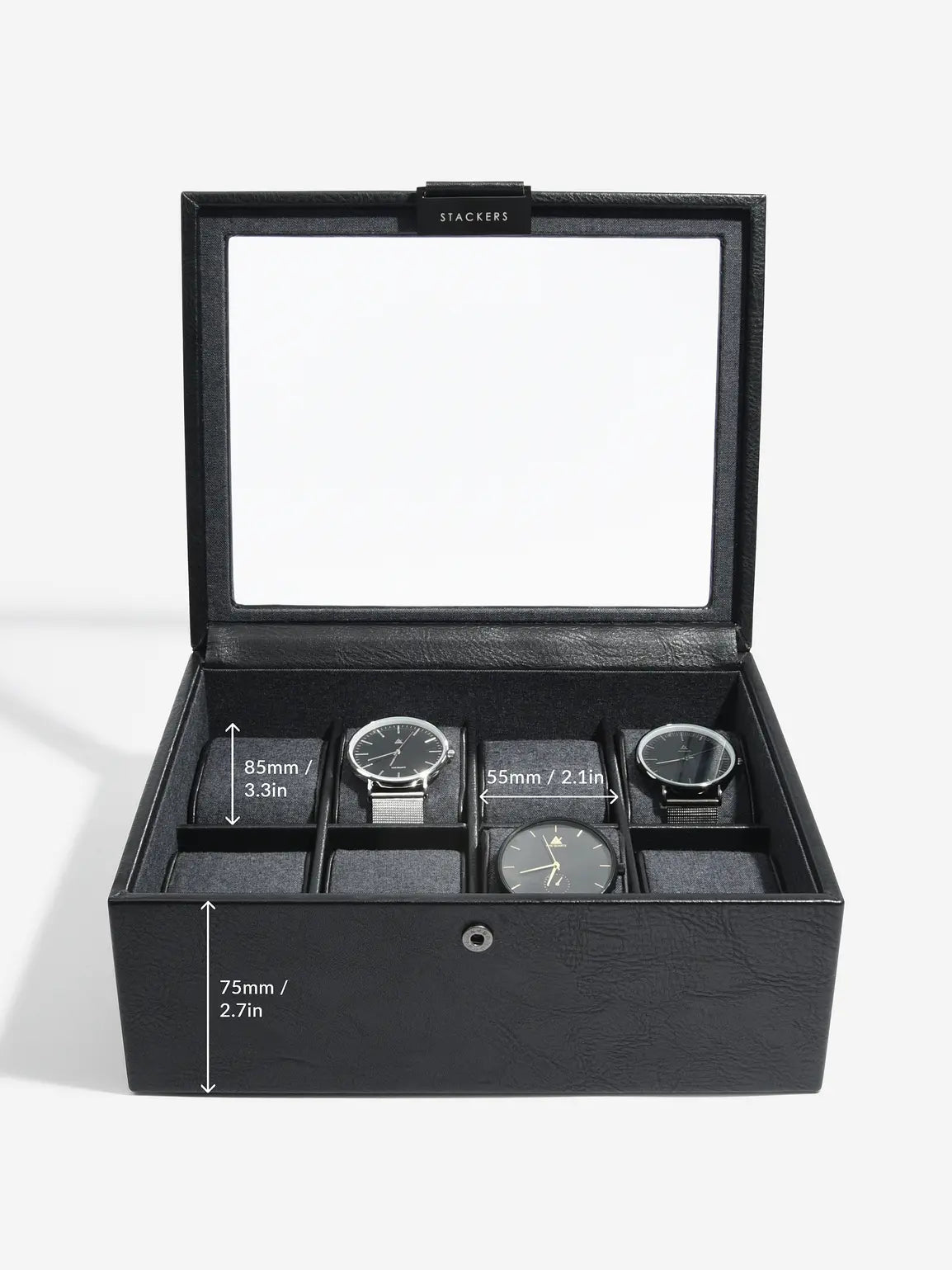 Stackers Eight-Piece Watch Box Black