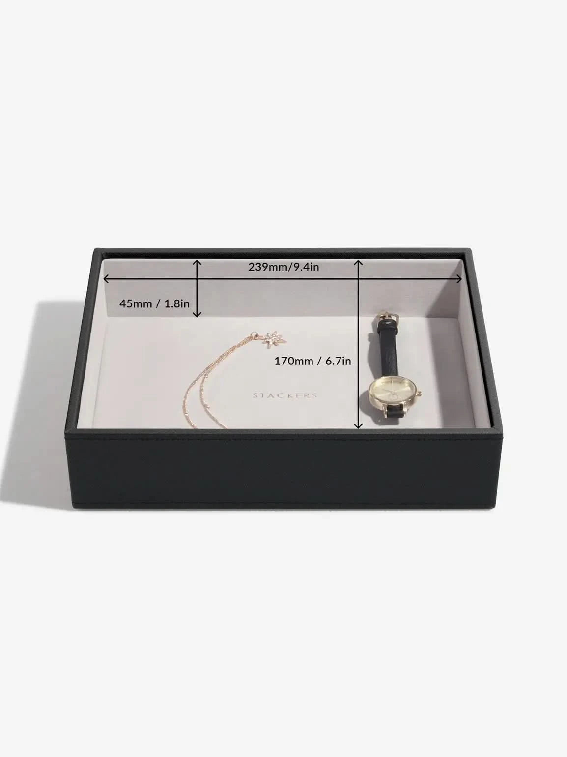 Stackers diepe Sieradenlaag voor Klassieke Juwelendoos Zwart - Mystackers