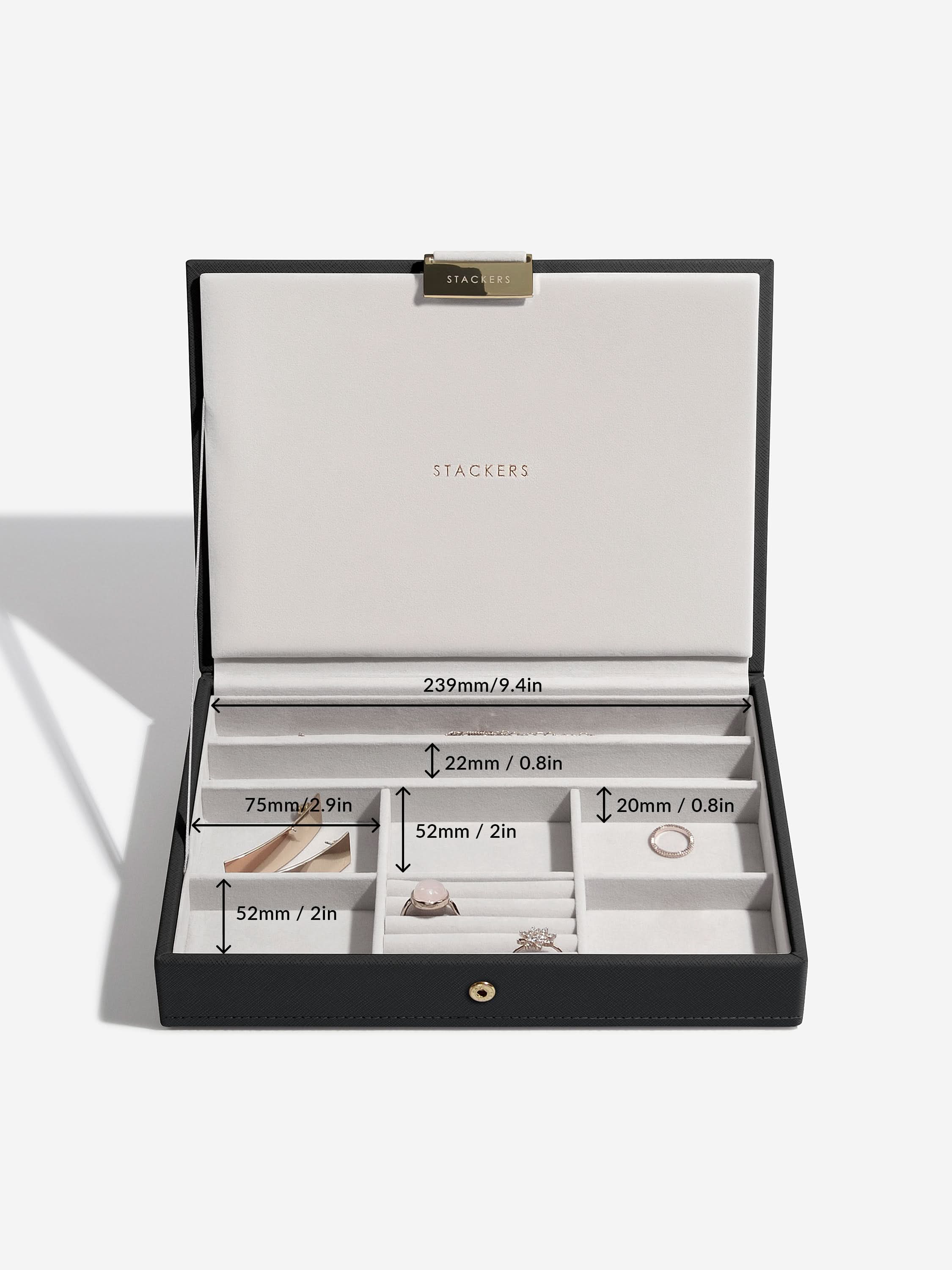 Stackers Klassieke Juwelendoos Set van 4 Zwart - Mystackers