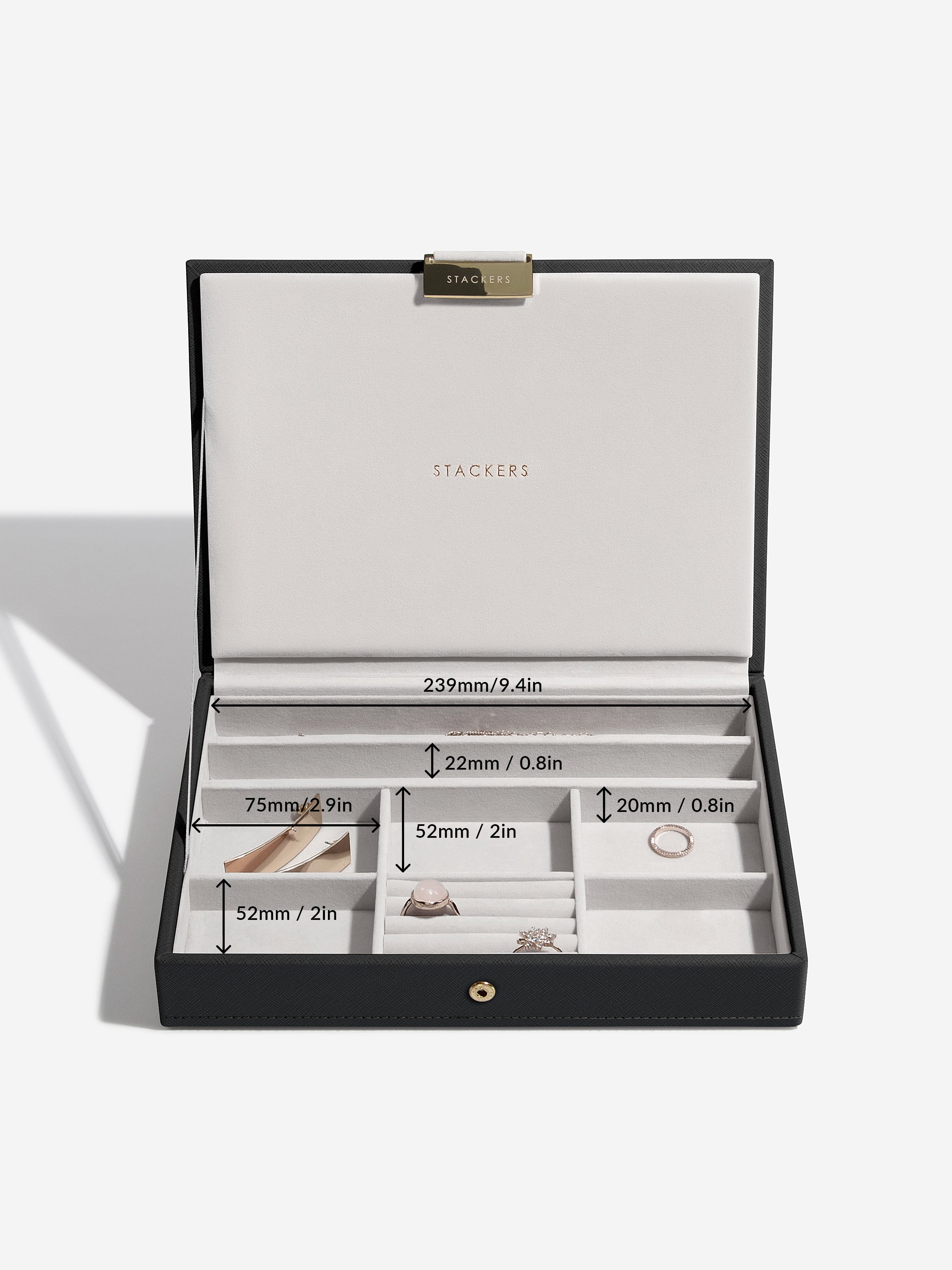 Stackers Klassieke Juwelendoos Set van 5 Zwart - Mystackers