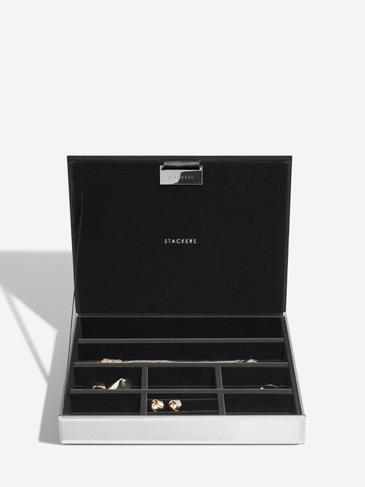 Stackers glazen glitter deksel voor Klassieke glazen Juwelendoos Zwart - Mystackers