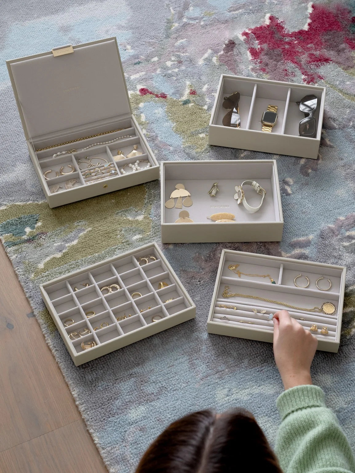 Stackers Classic Boîte à Bijoux Lot de 5 Avoine