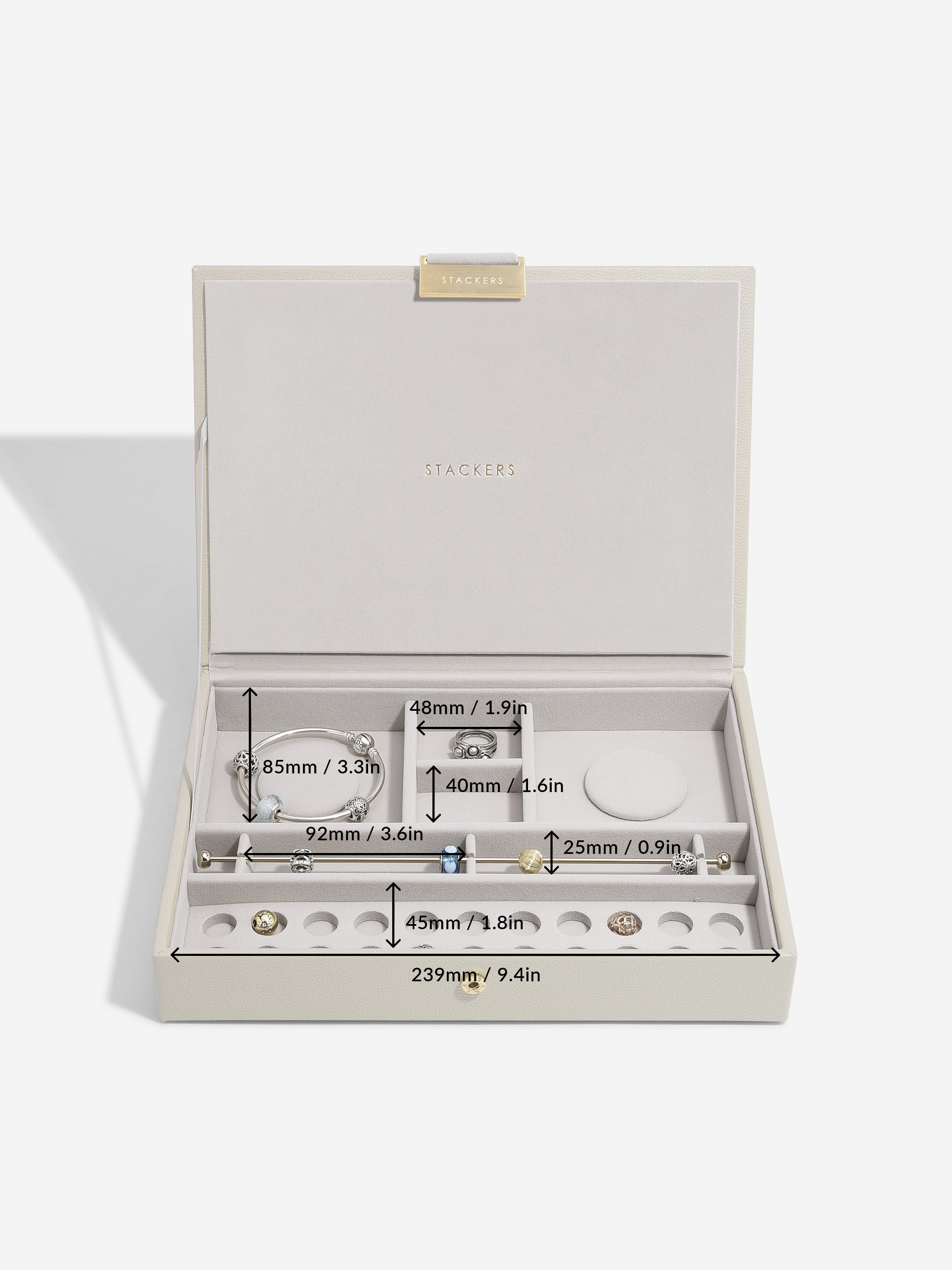 Stackers Charm Lid for Classic Jewellery Box Oatmeal