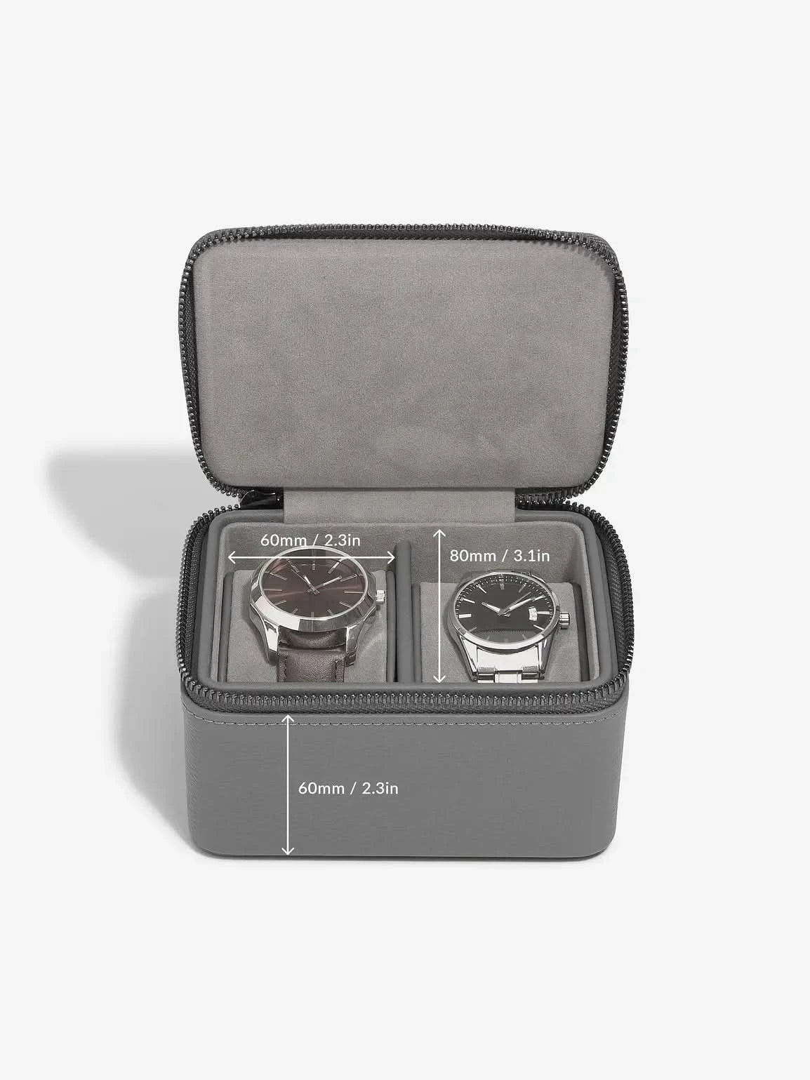 Stackers Horlogebox met dubbele rits Grijs - Mystackers