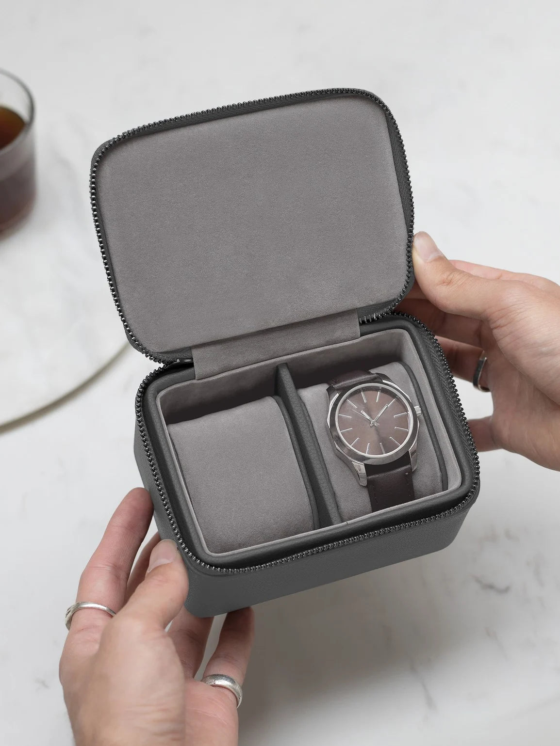 Stackers Horlogebox met dubbele rits Grijs - Mystackers