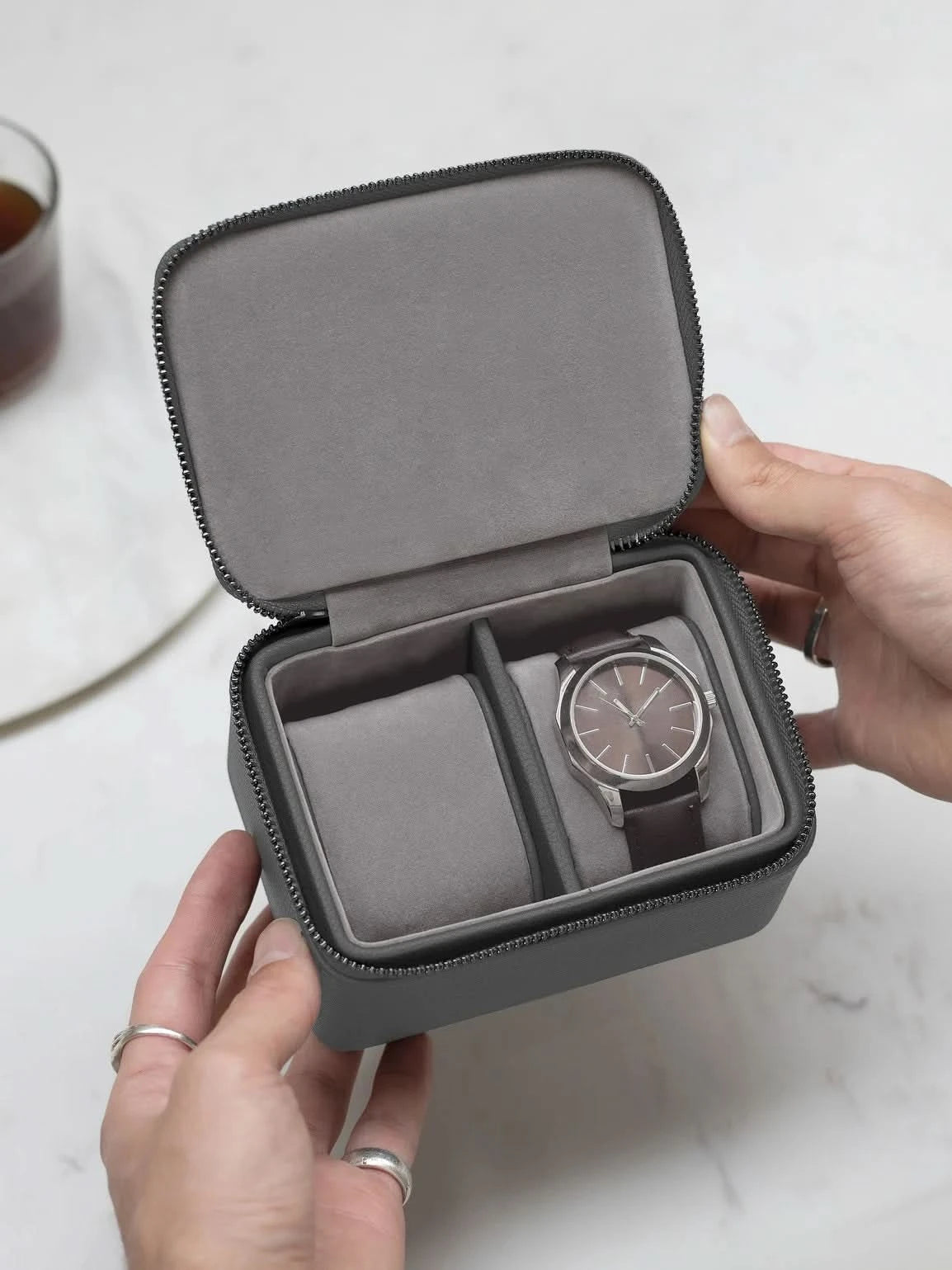 Stackers Horlogebox met dubbele rits Grijs - Mystackers