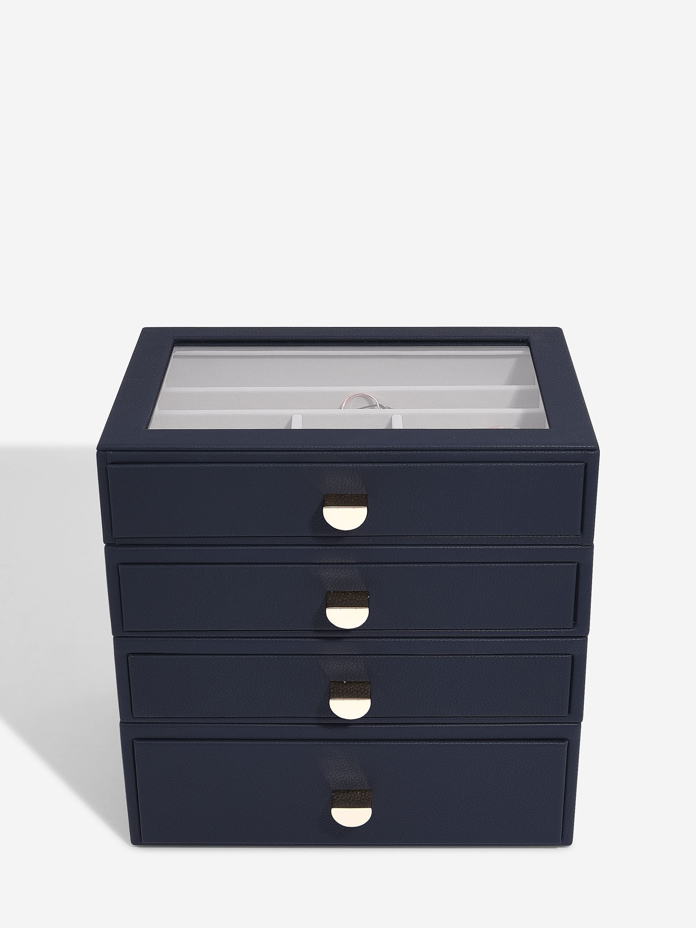 Stackers Classic Display Jewellery Box Set of 4 Navy Blue