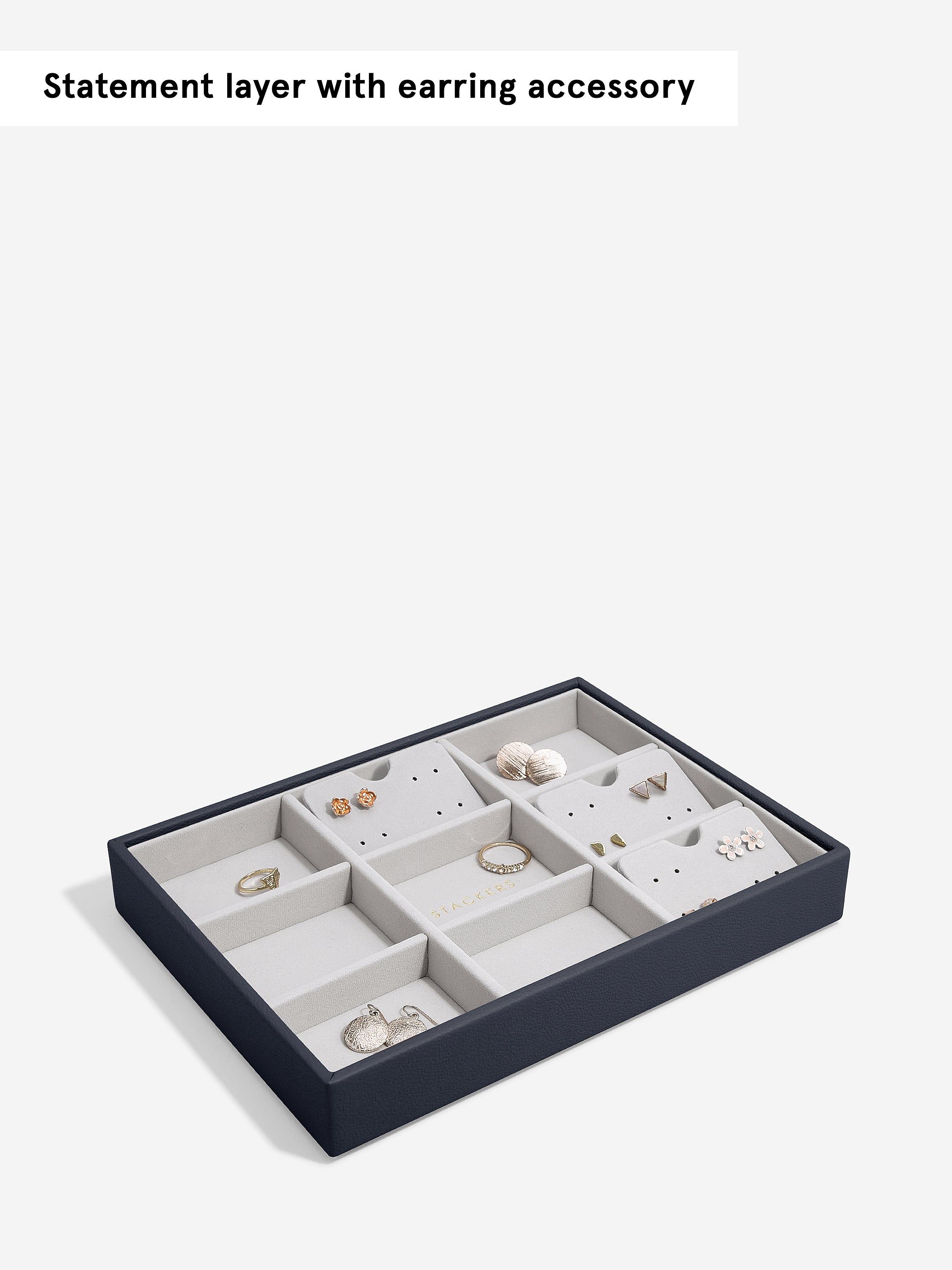Stackers Standard Jewellery Layer for Classic Jewellery Box Navy Blue