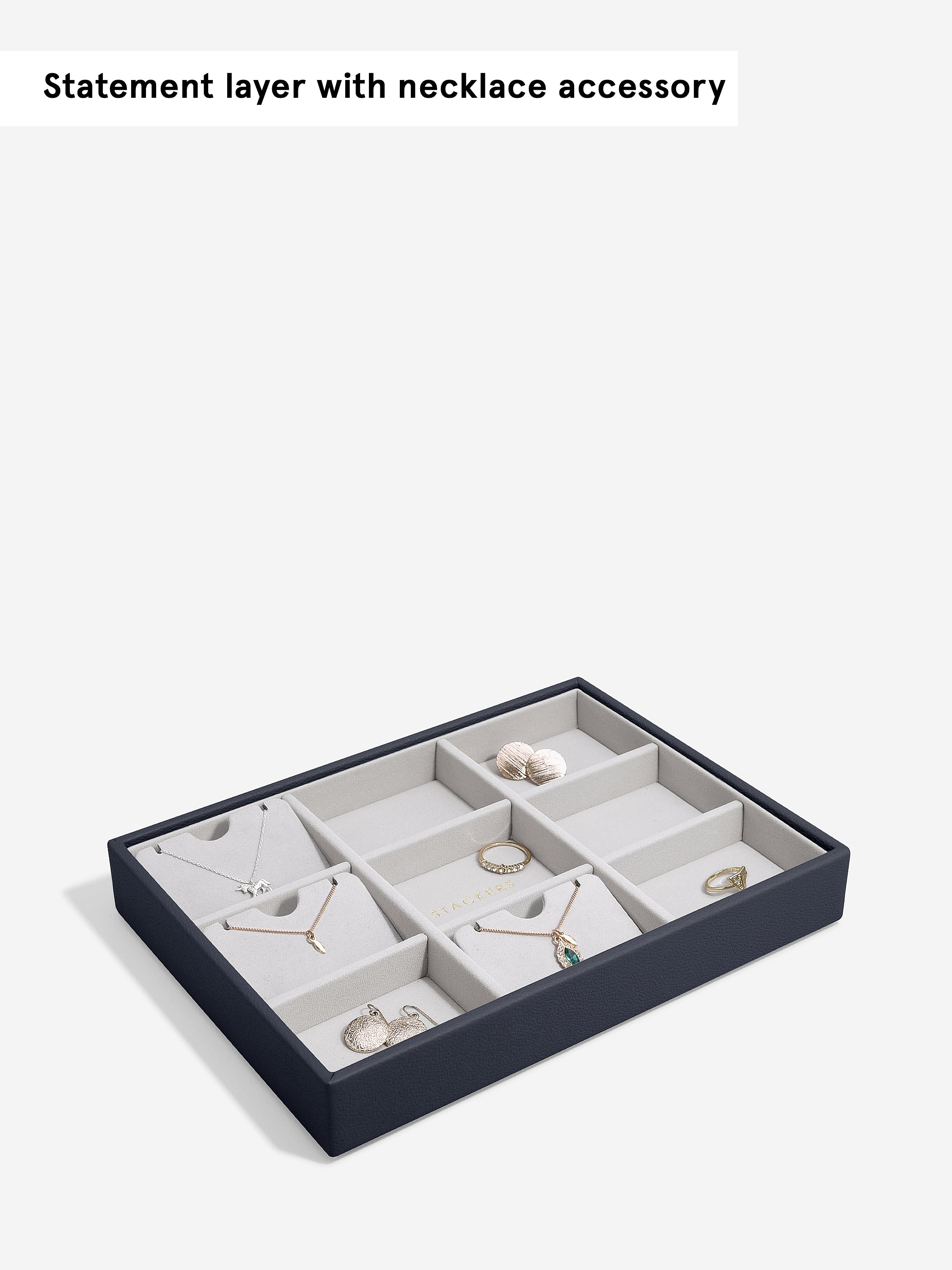 Stackers Standard Jewellery Layer for Classic Jewellery Box Navy Blue