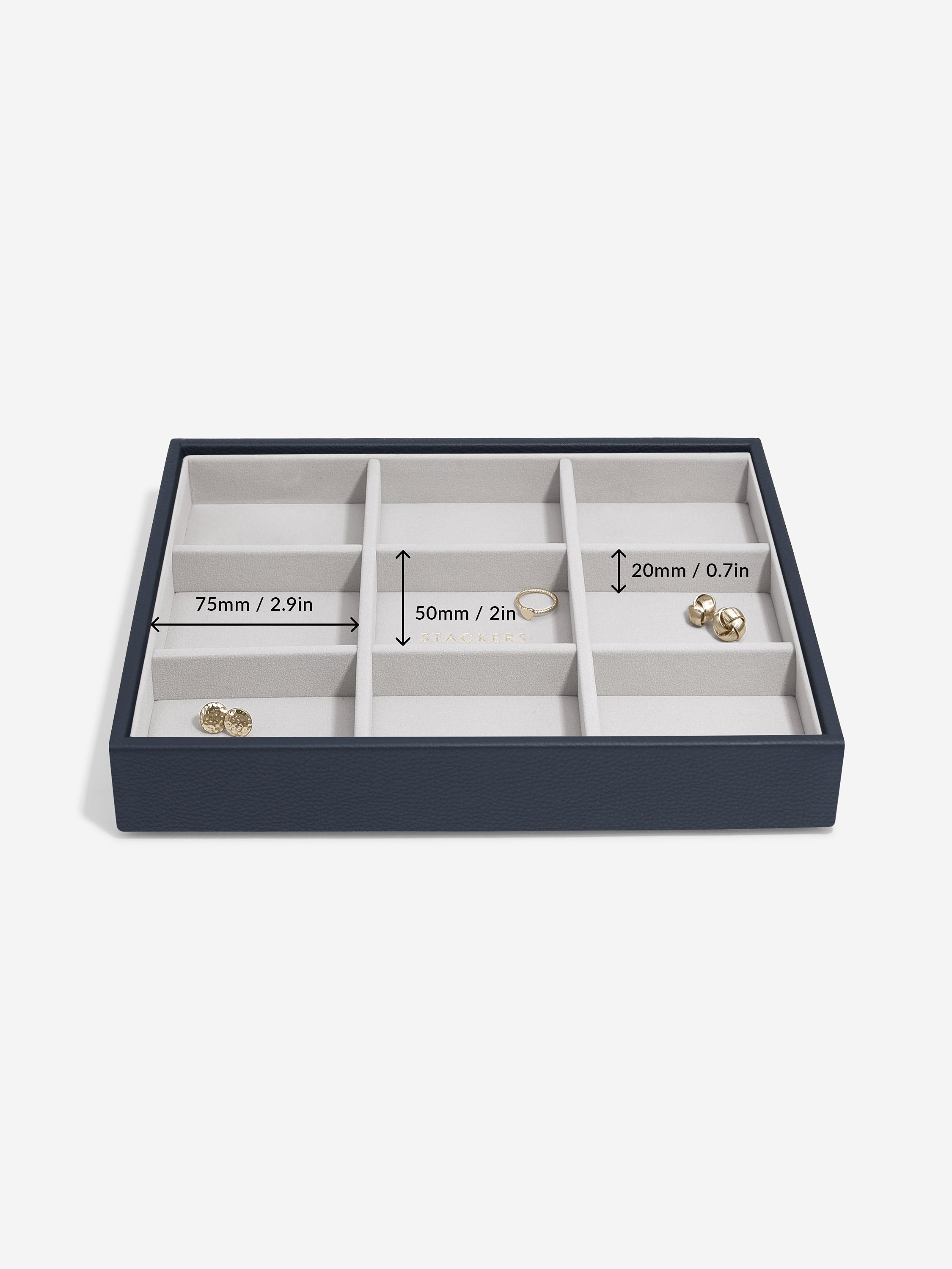 Stackers Standard Jewellery Layer for Classic Jewellery Box Navy Blue