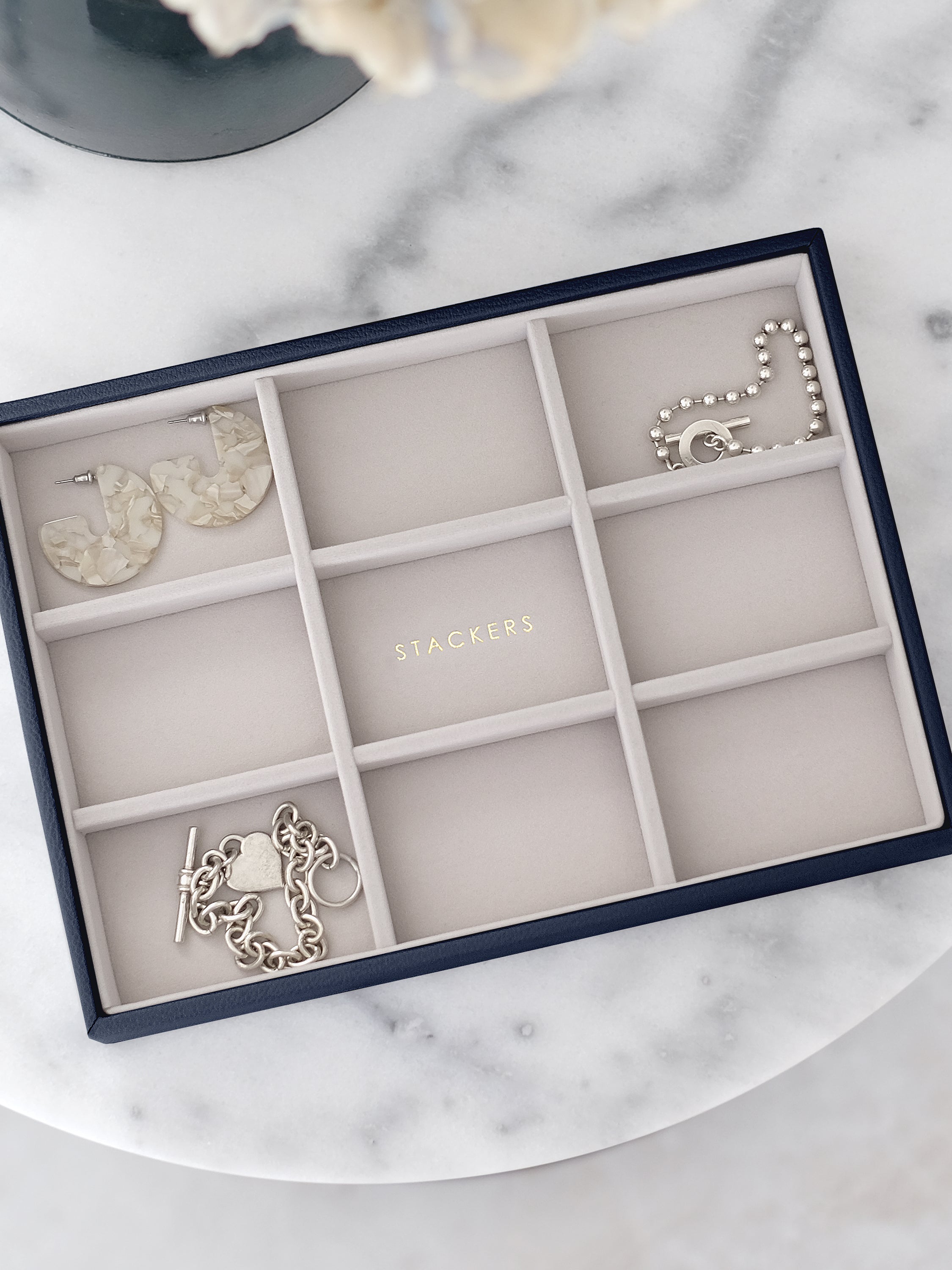 Stackers Standard Jewellery Layer for Classic Jewellery Box Navy Blue