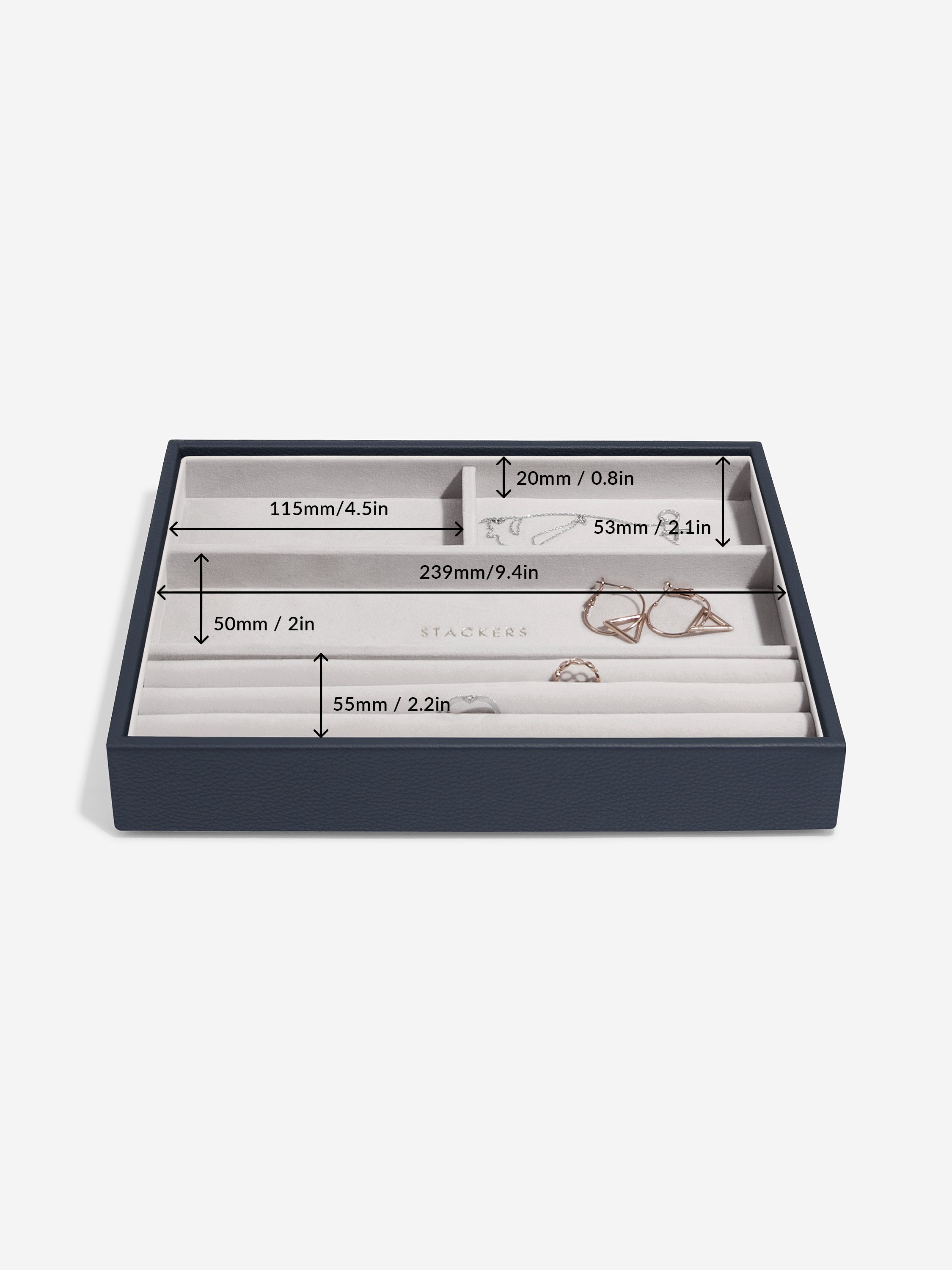 Stackers Ring & Bracelet Layer for Classic Jewellery Box Navy Blue