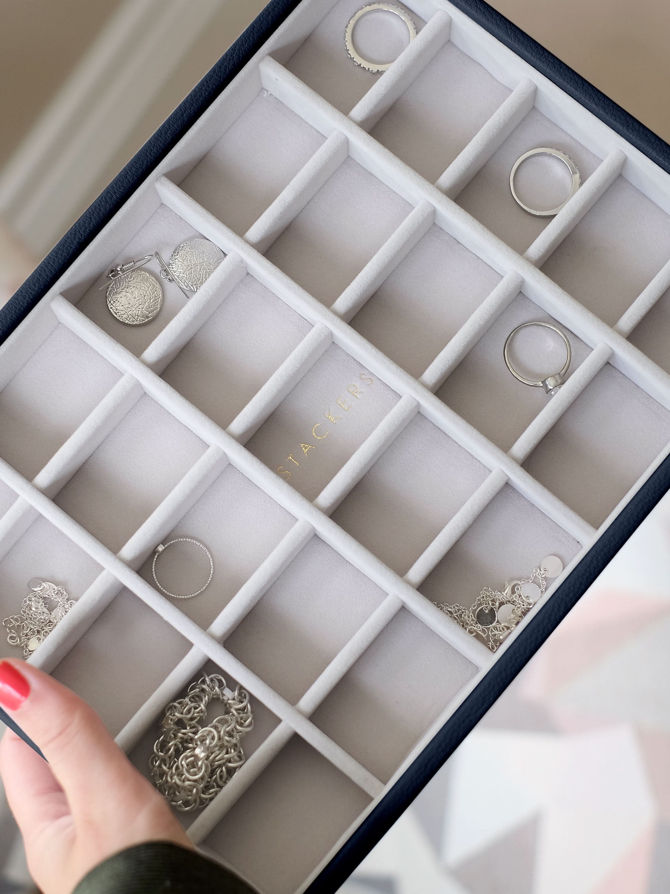 Stackers kleine Sieradenlaag voor Klassieke Juwelendoos Marineblauw - Mystackers