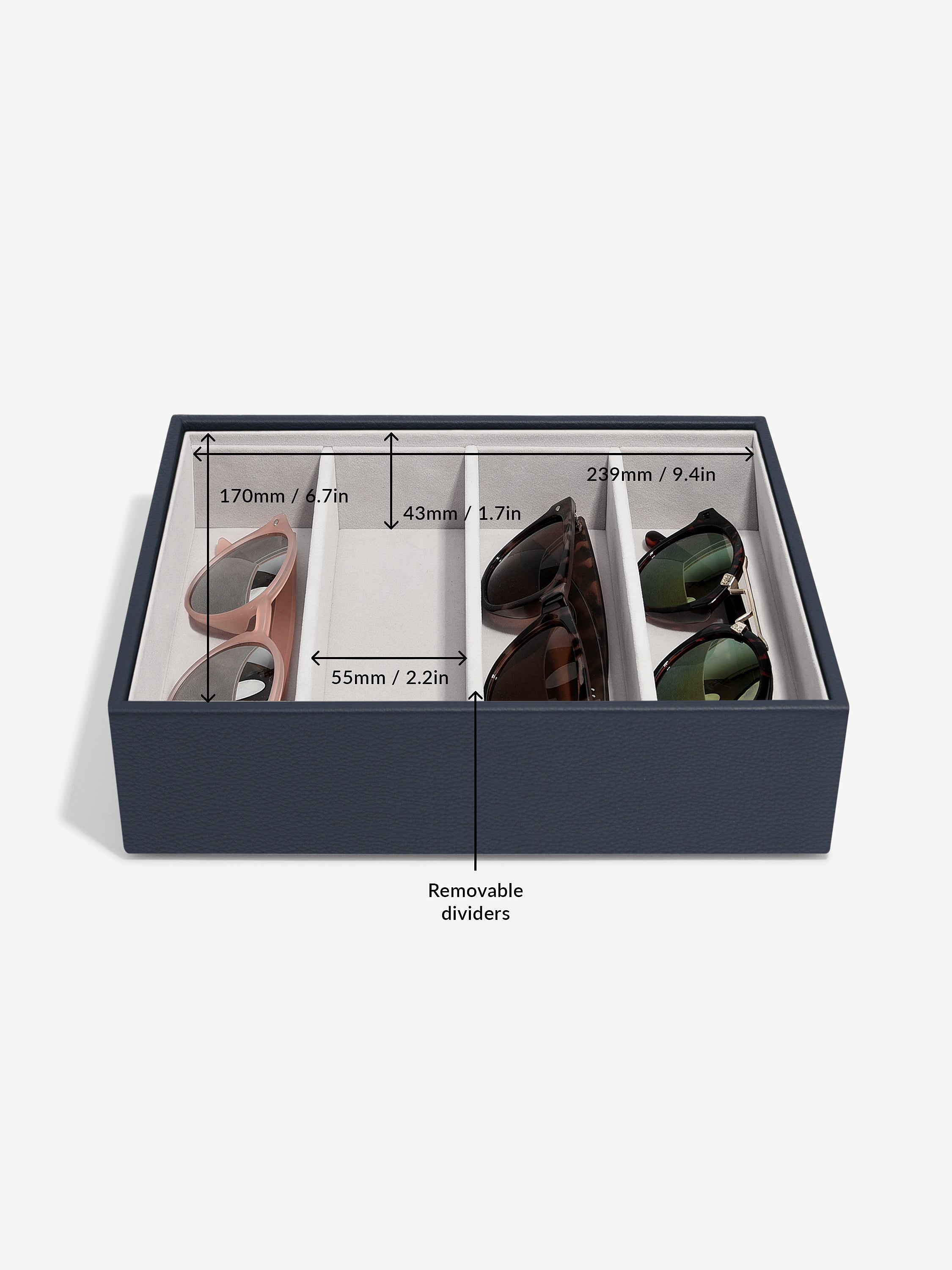 Stackers Glasses & Accessories Layer for Classic Jewellery Box Navy Blue