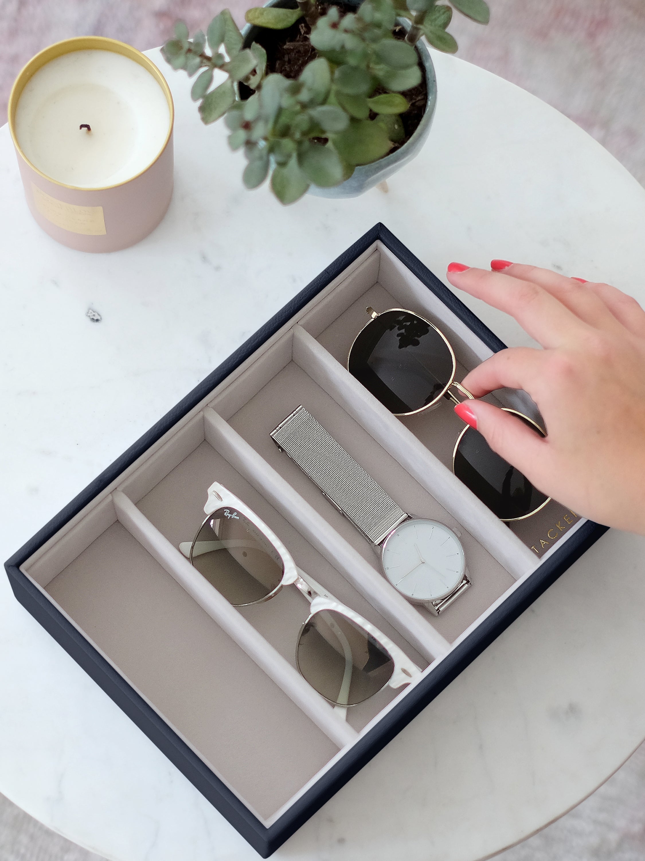 Stackers Glasses & Accessories Layer for Classic Jewellery Box Navy Blue