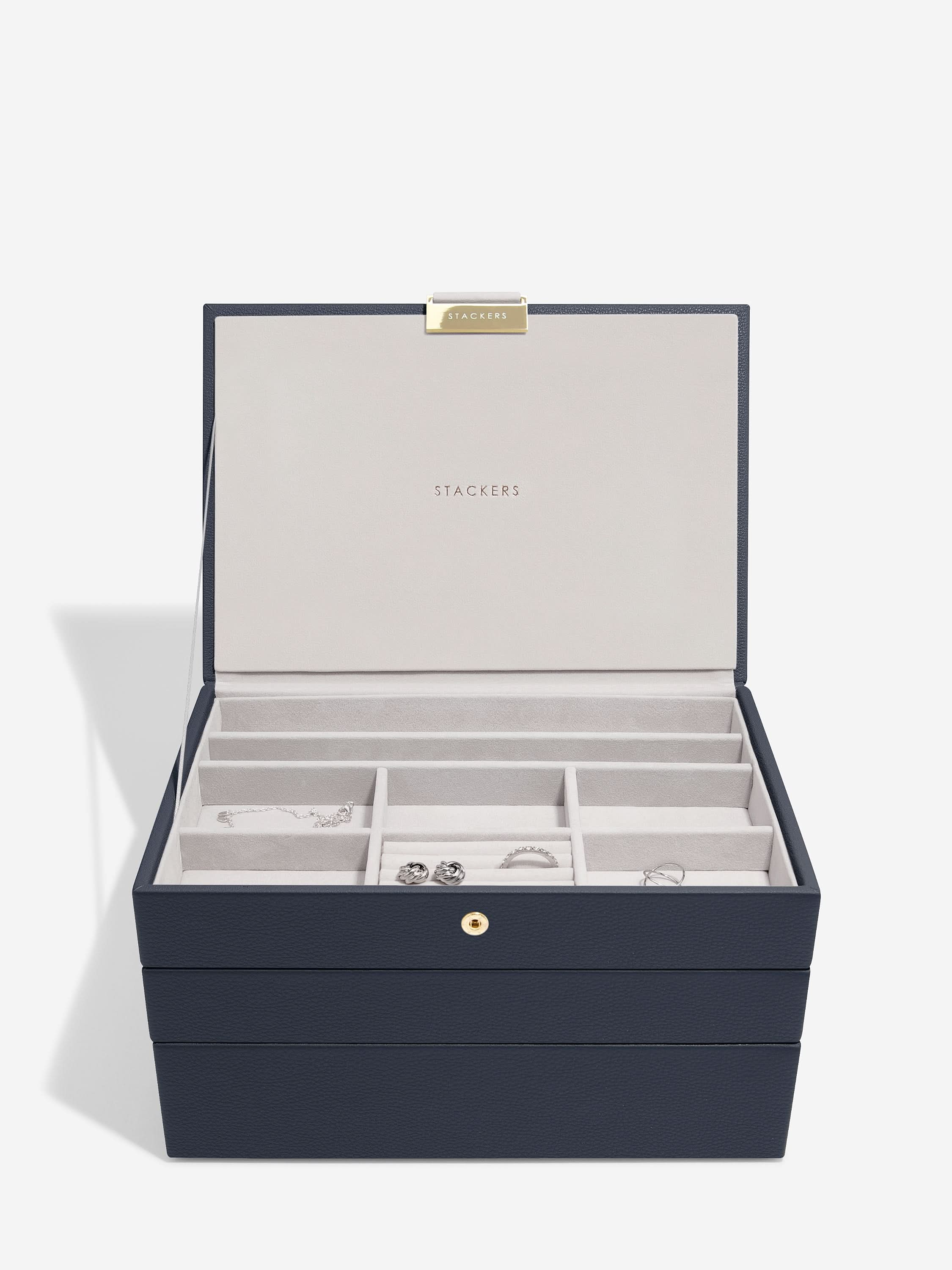 Stackers Klassieke Juwelendoos Set van 3 Marineblauw - Mystackers
