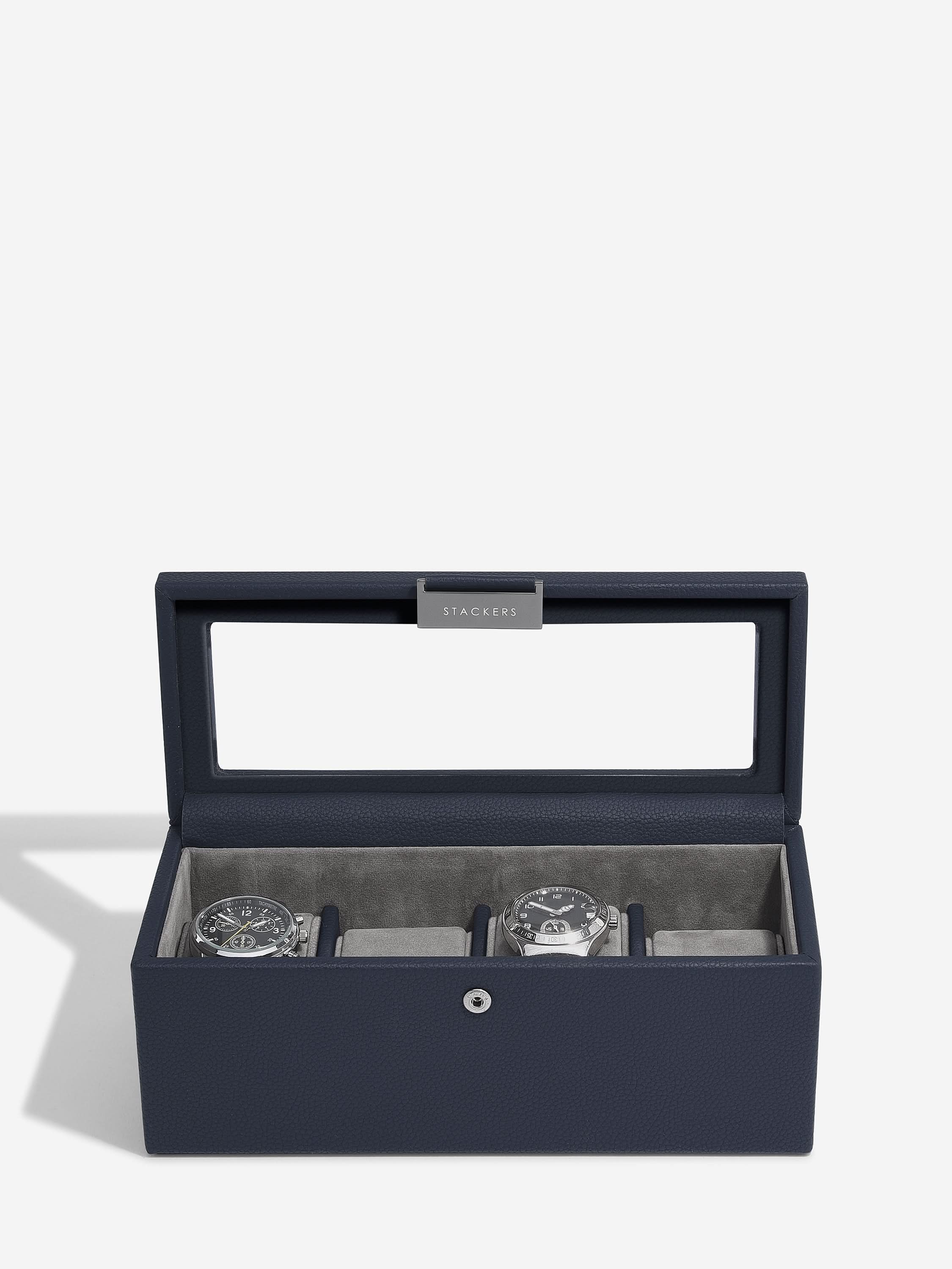 Stackers Four-Piece Watch Box Navy Blue