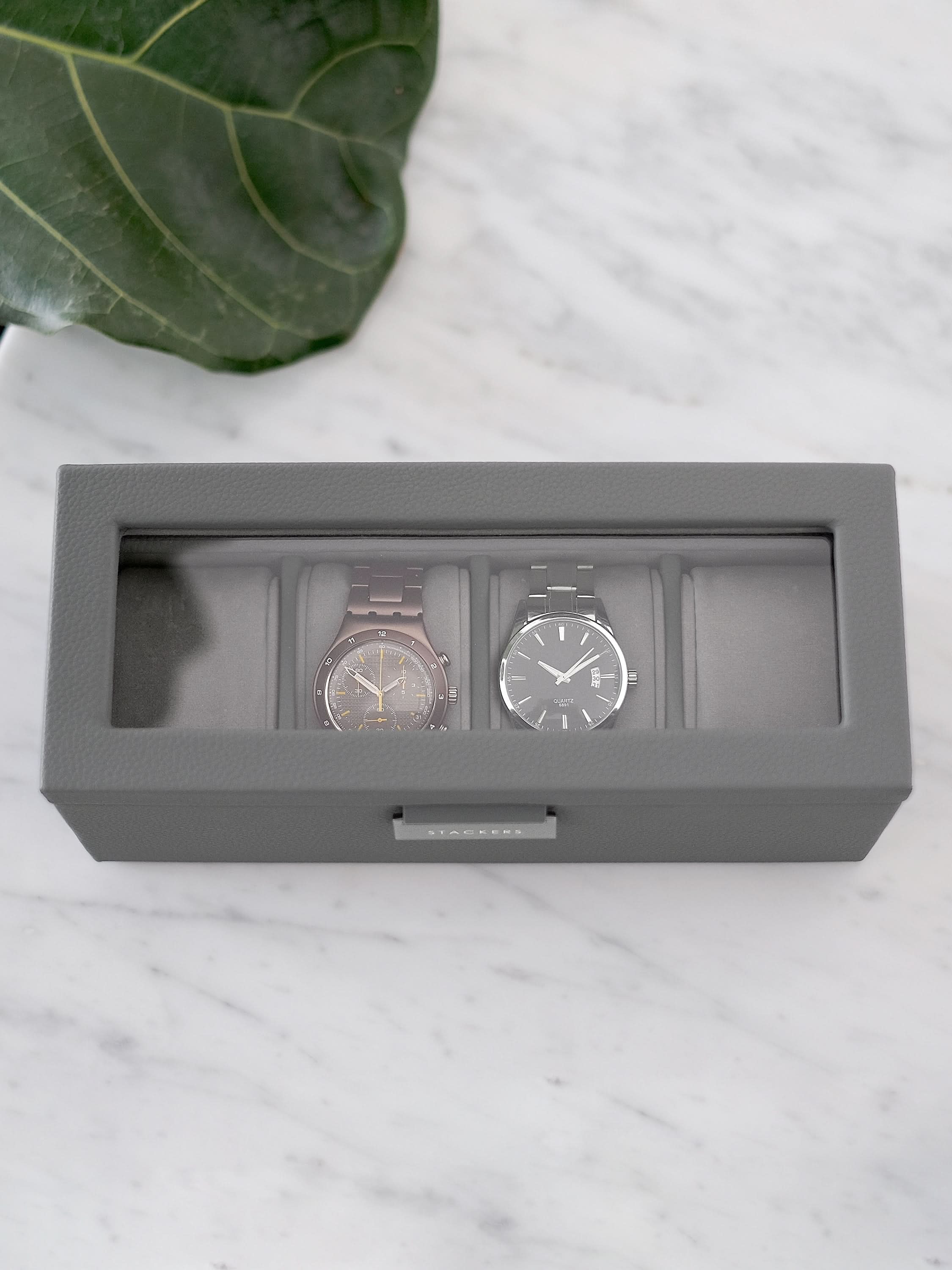 Stackers Four-Piece Watch Box Grey