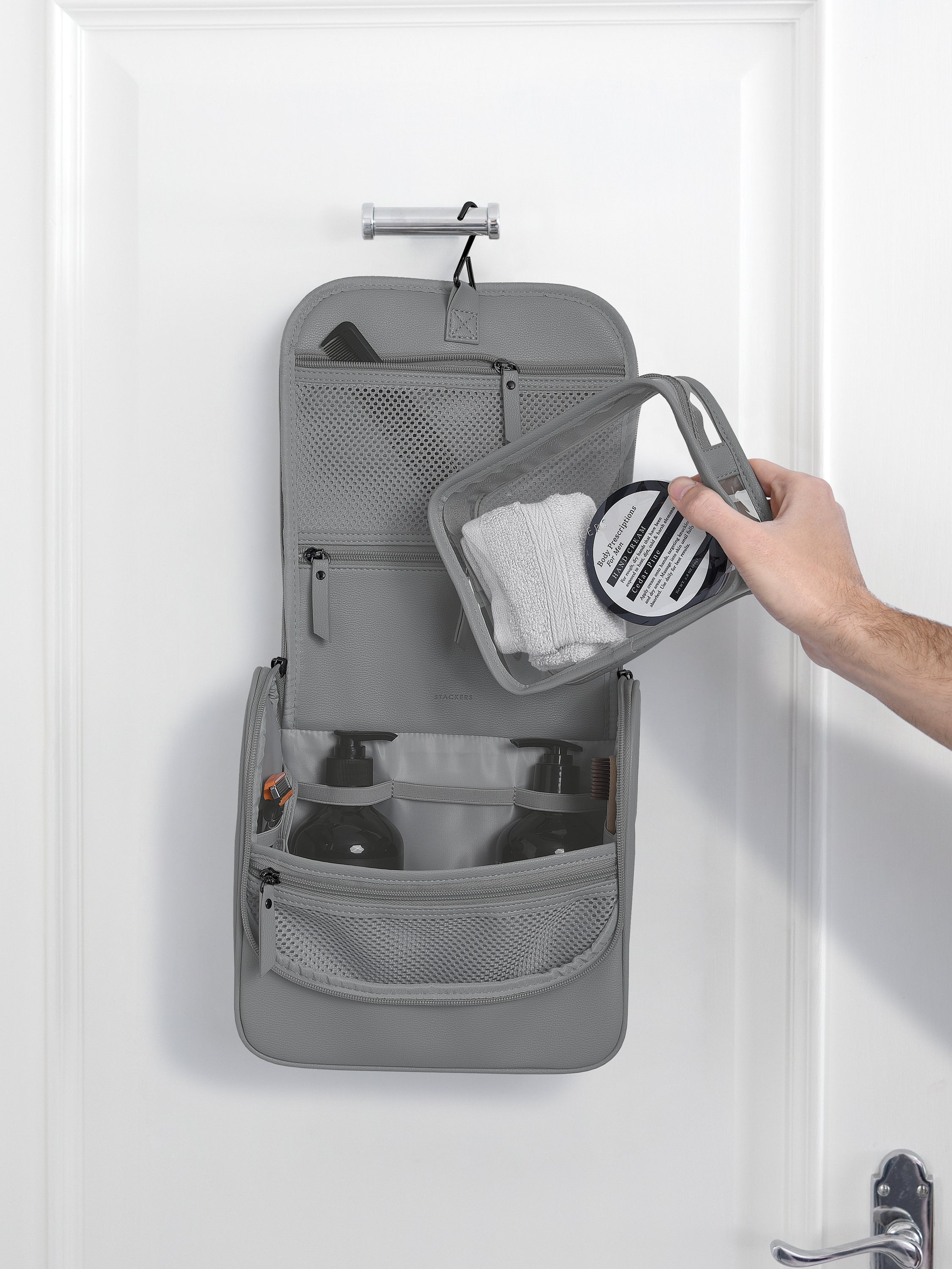 Stackers Hanging Toiletry Bag Dark Grey