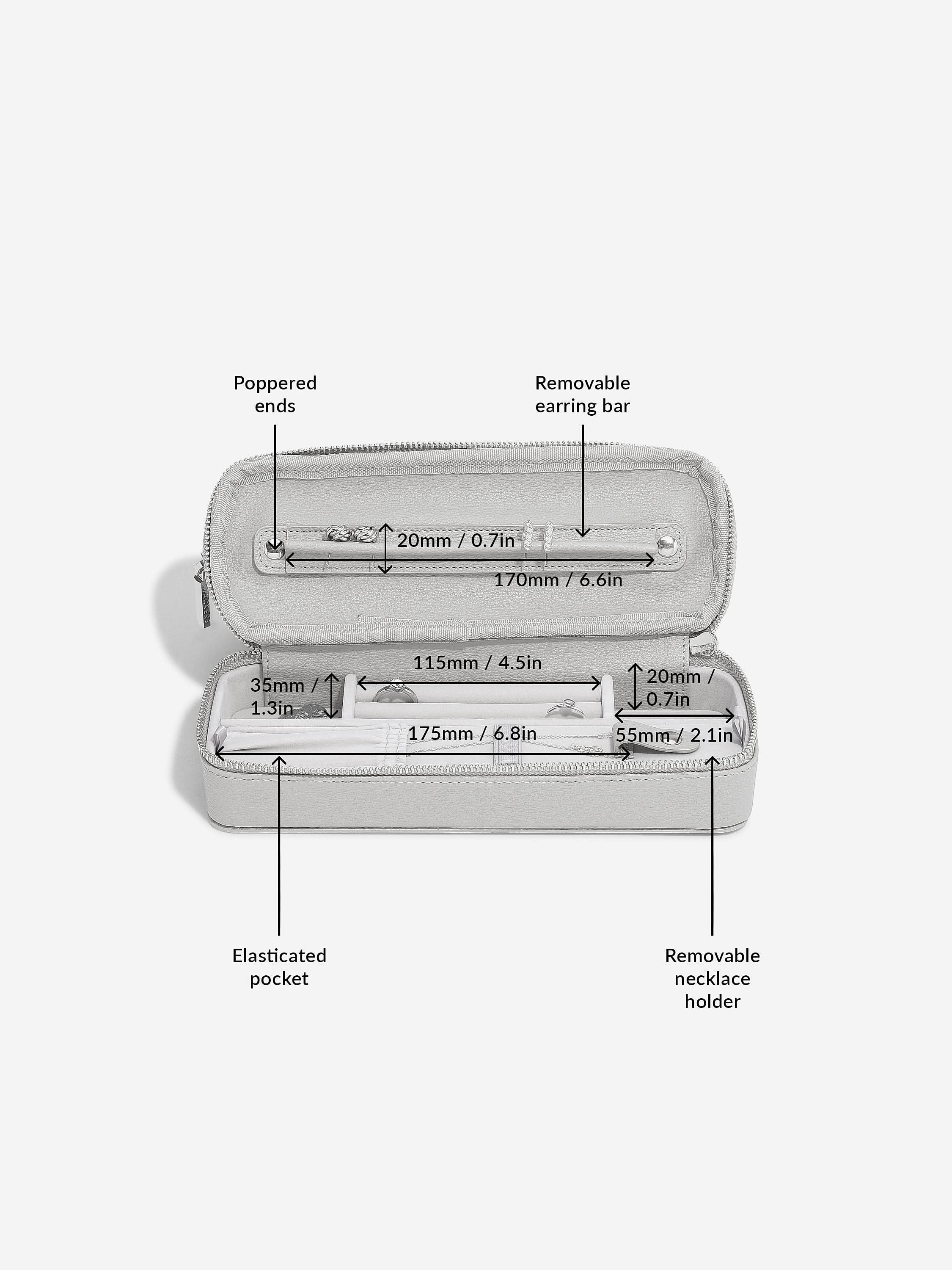 Stackers Cosmetics & Jewellery Bag Grey