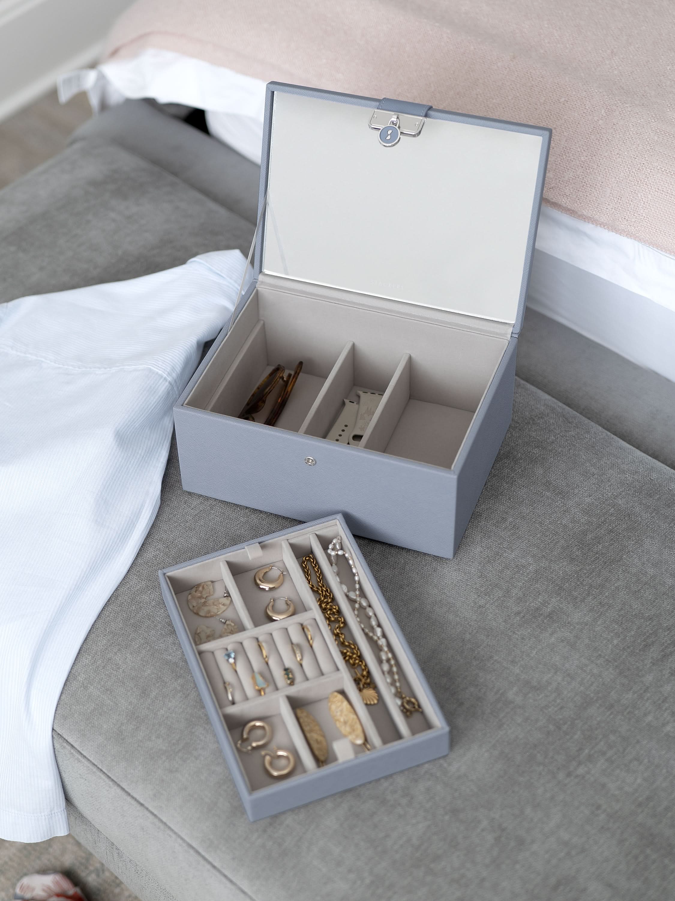 Stackers Luxury Classic Jewellery Box Blue