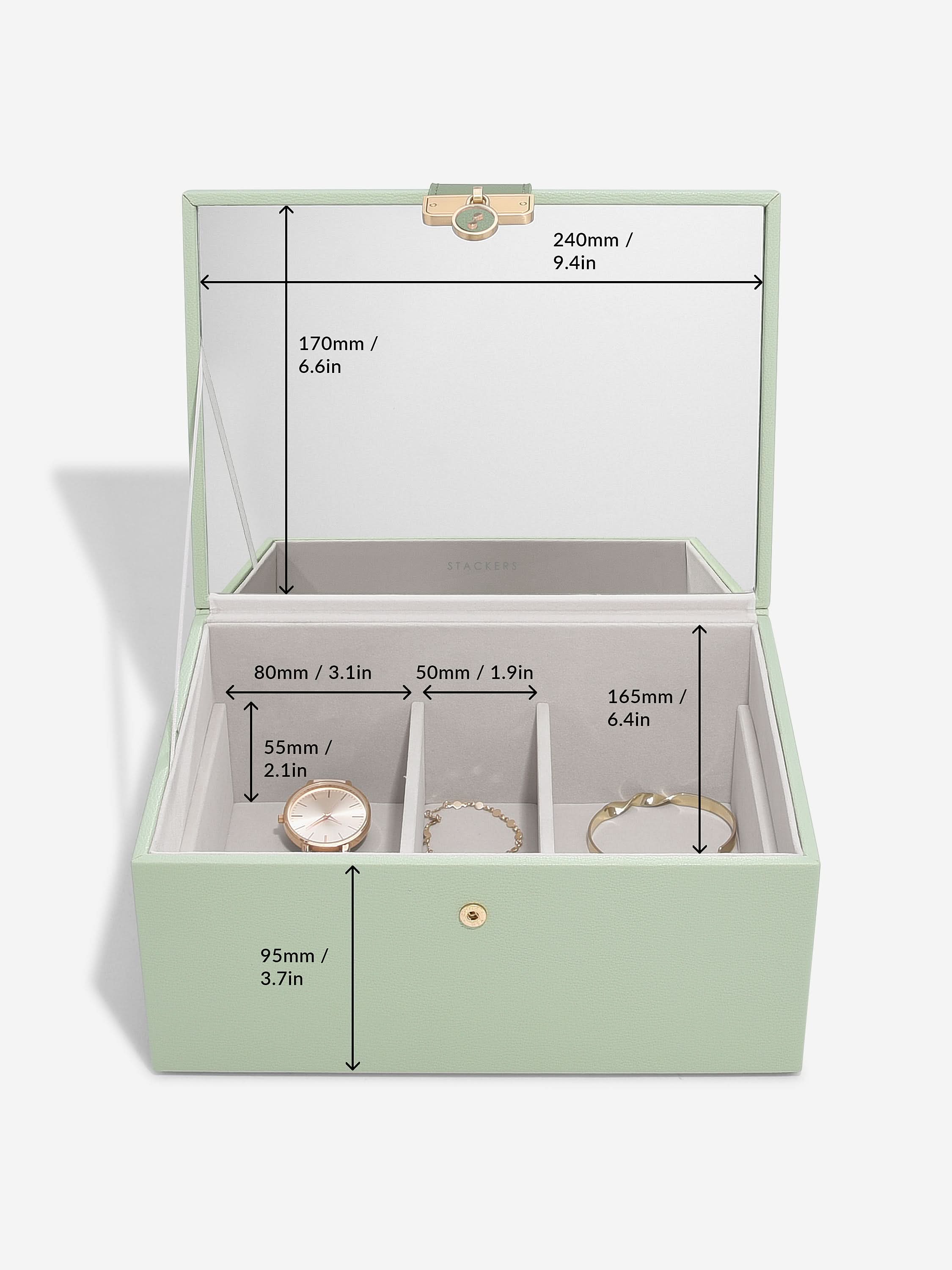 Stackers Luxe Klassieke Juwelendoos Saliegroen - Mystackers