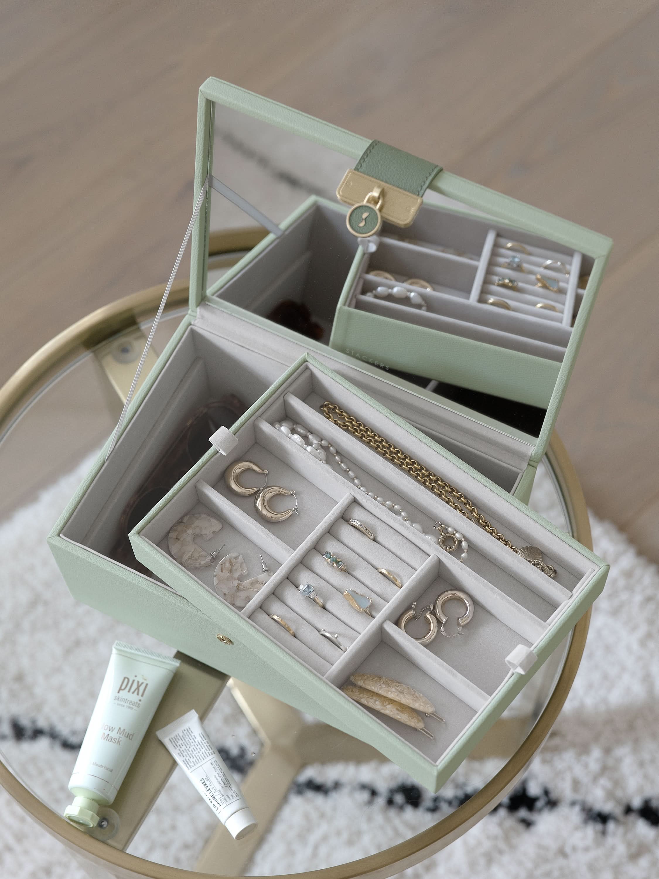 Stackers Luxury Classic Jewellery Box Sage Green