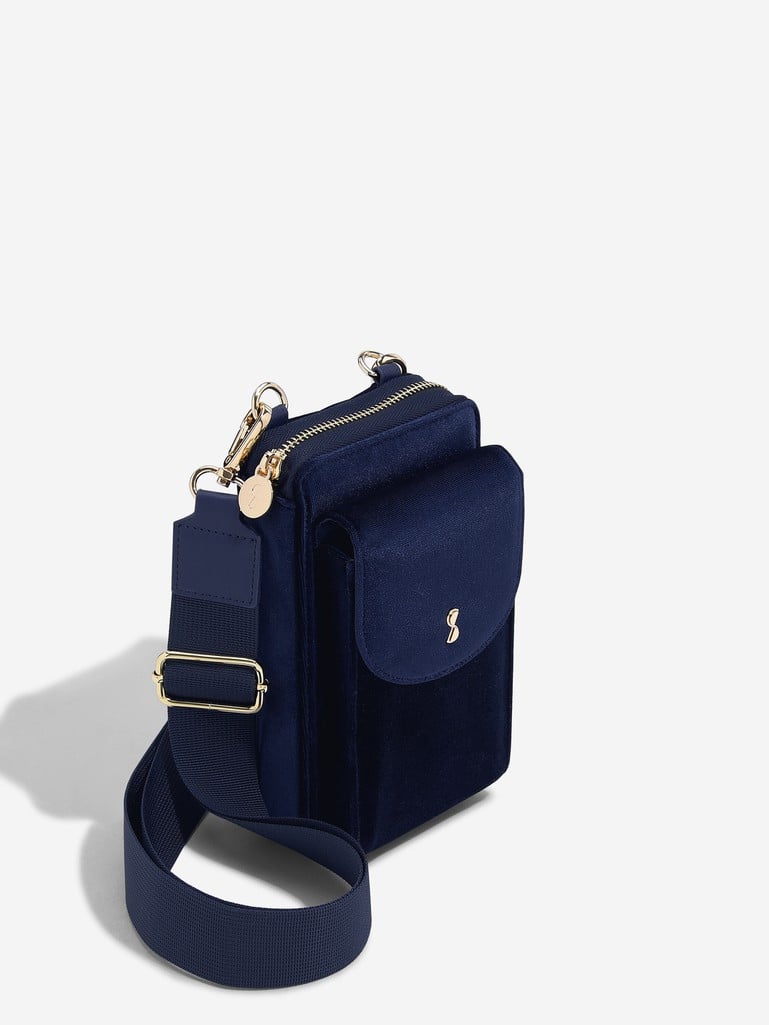 Stackers Bumbag Navy Blue Velvet