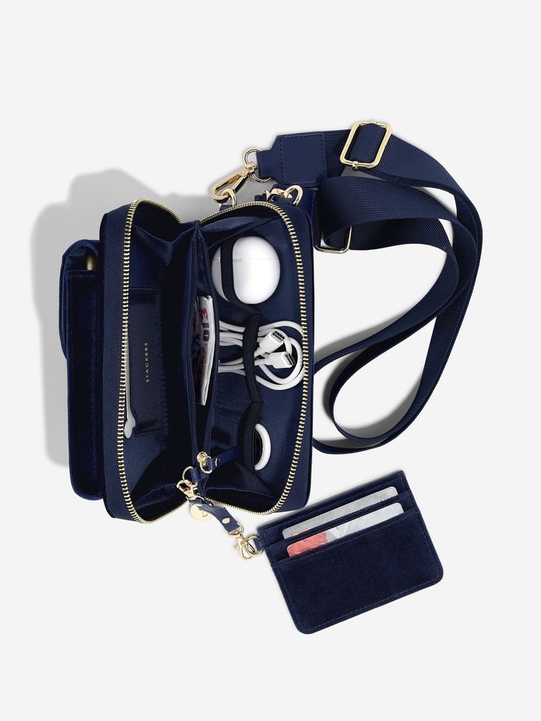 Stackers Bumbag Navy Blue Velvet