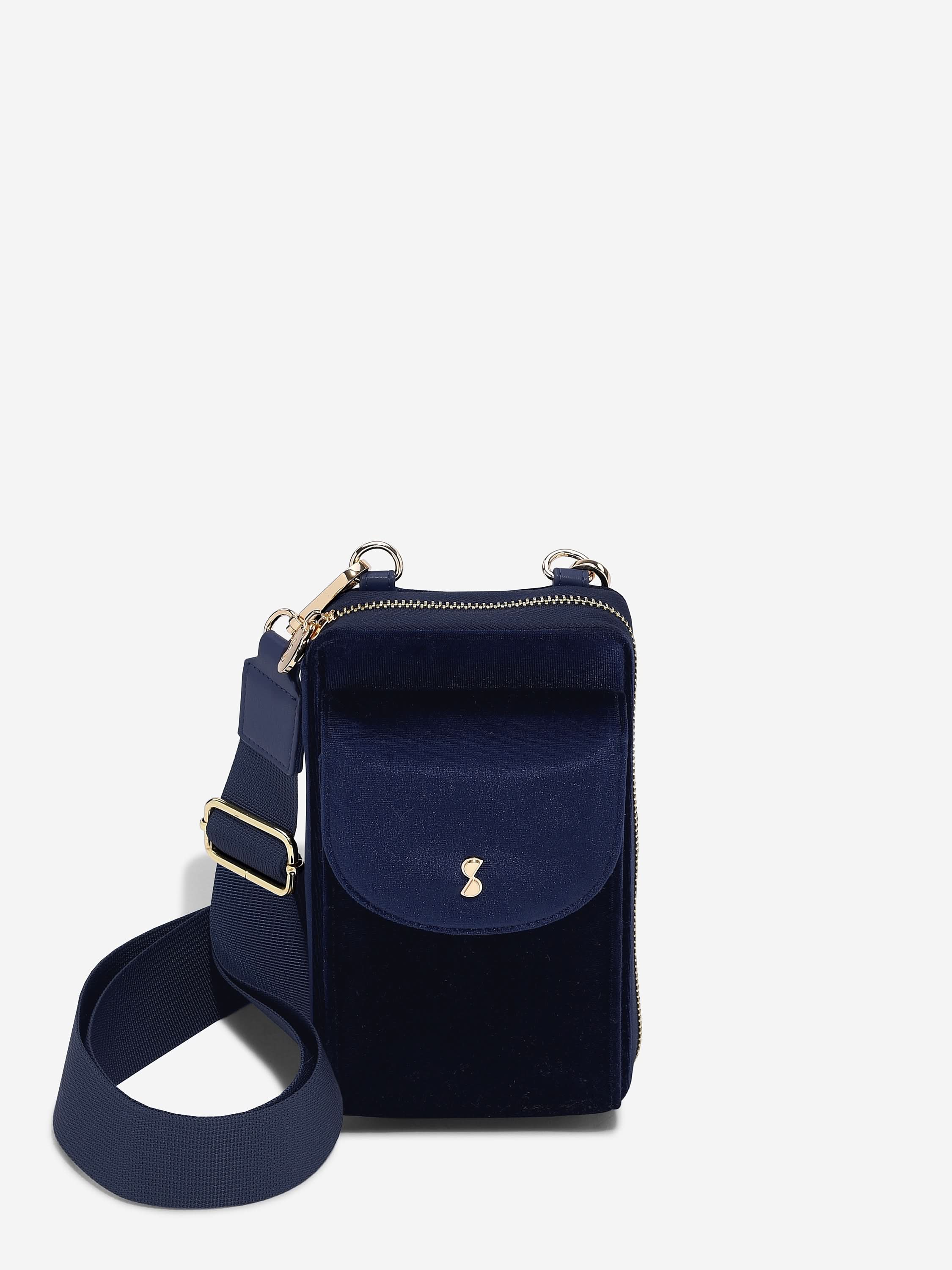 Stackers Bumbag Navy Blue Velvet
