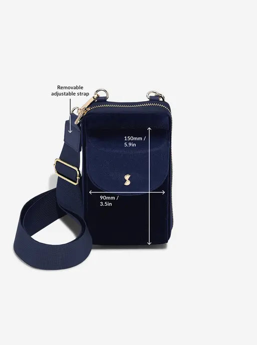 Stackers Bumbag Navy Blue Velvet