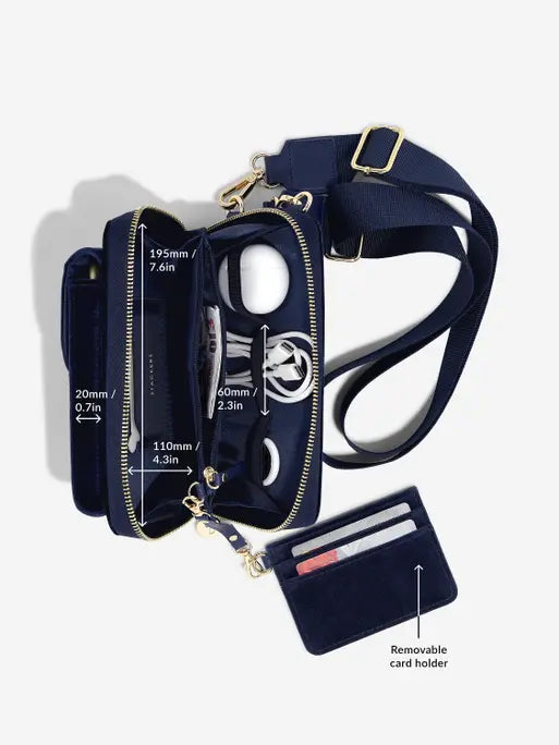 Stackers Bumbag Navy Blue Velvet