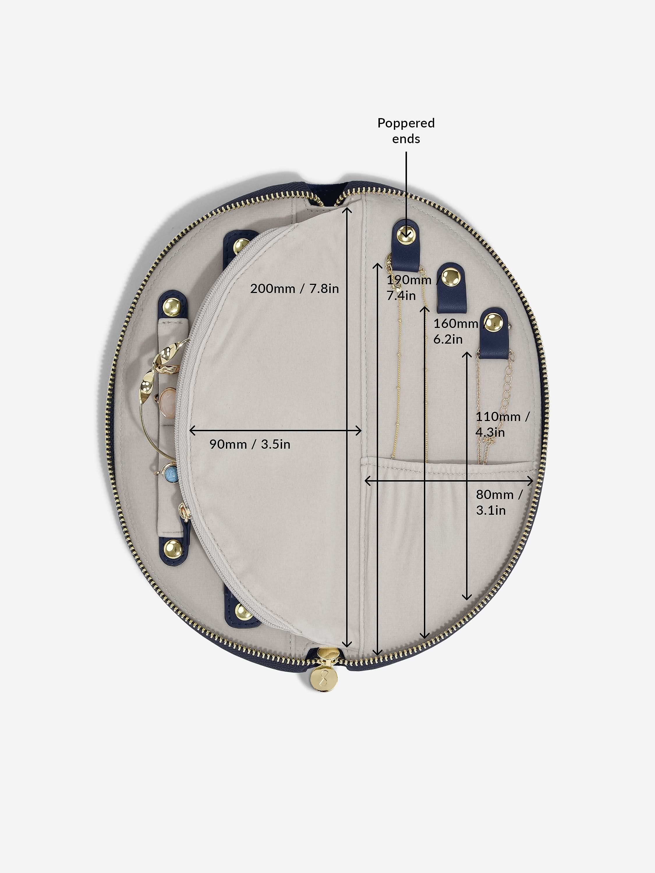 Stackers Halve Maan Jewellery Roll Marineblauw Fluweel - Mystackers