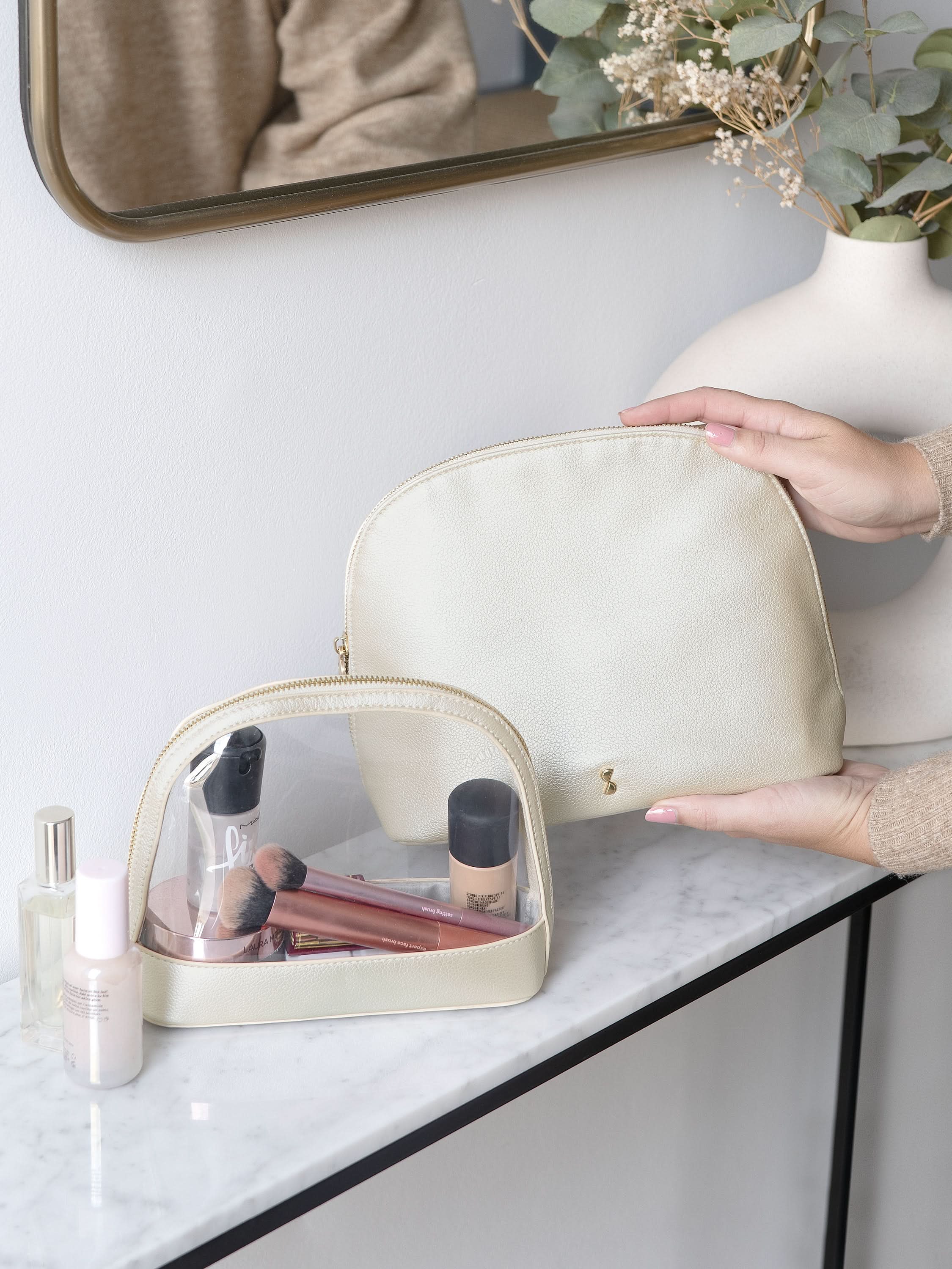 Stackers set of two Cosmetic Bags Pearl