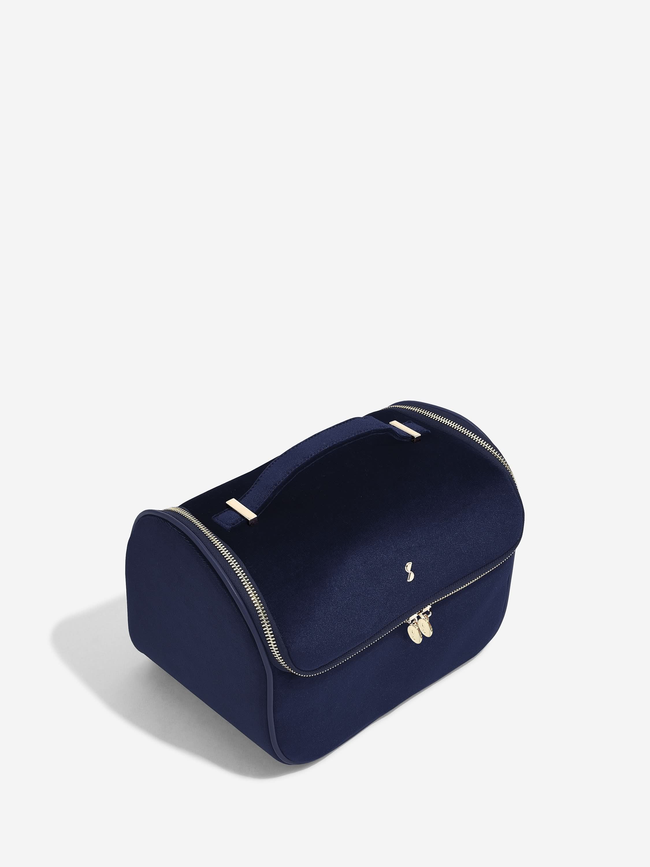 Stackers Large Cosmetic Case Navy Blue Velvet