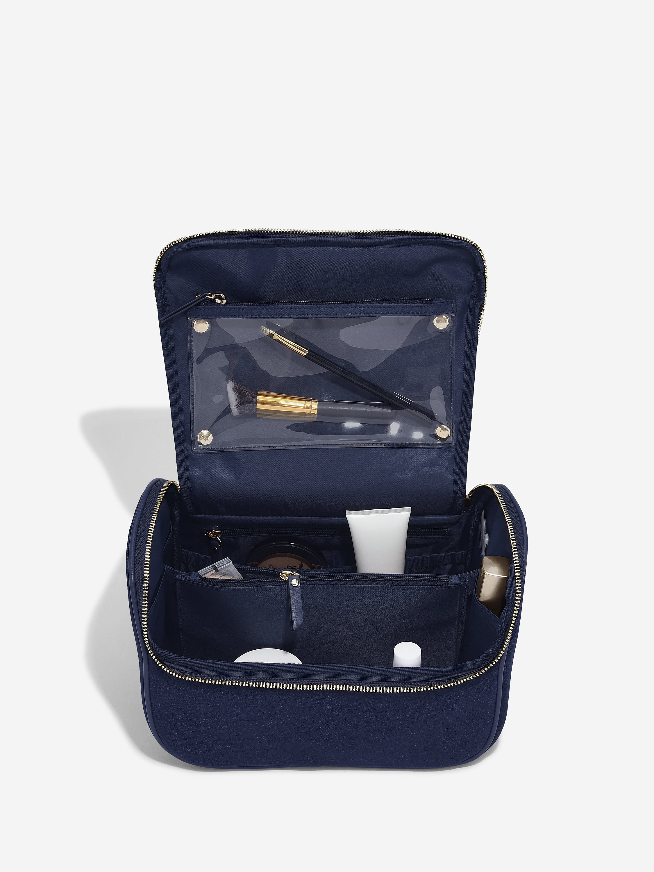 Stackers Large Cosmetic Case Navy Blue Velvet
